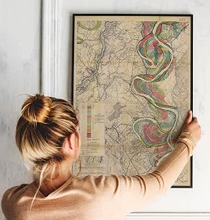 Sheet 14-1944 Mississippi River Map - River House Decor Wall Art Gifts - Harold Fisk Ancient River Meander Alluvial Valley Poster Mississipi Mississ Missipi Unframed (16"x23")