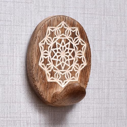 Miniatura 10 de Indian Shelf 3 ganchos, 6 tiras de ganchos de pared adhesivos de madera, ganchos decorativos de pared para colgar, gancho adhesivo bohemio