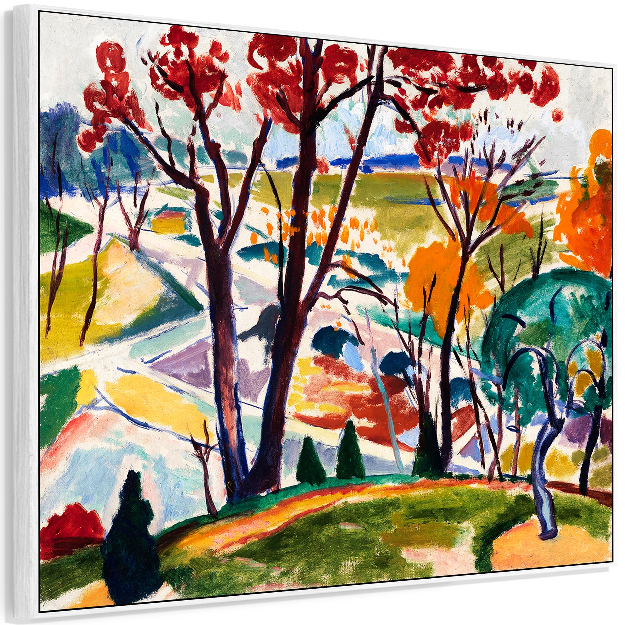 Wallfillers Multi-Coloured Large Colourful Wall Art Framed Canvas Print Of Henry Lyman Sayen Huntingdon Bridge Landscape Valley Painting (84Cm X 69Cm)