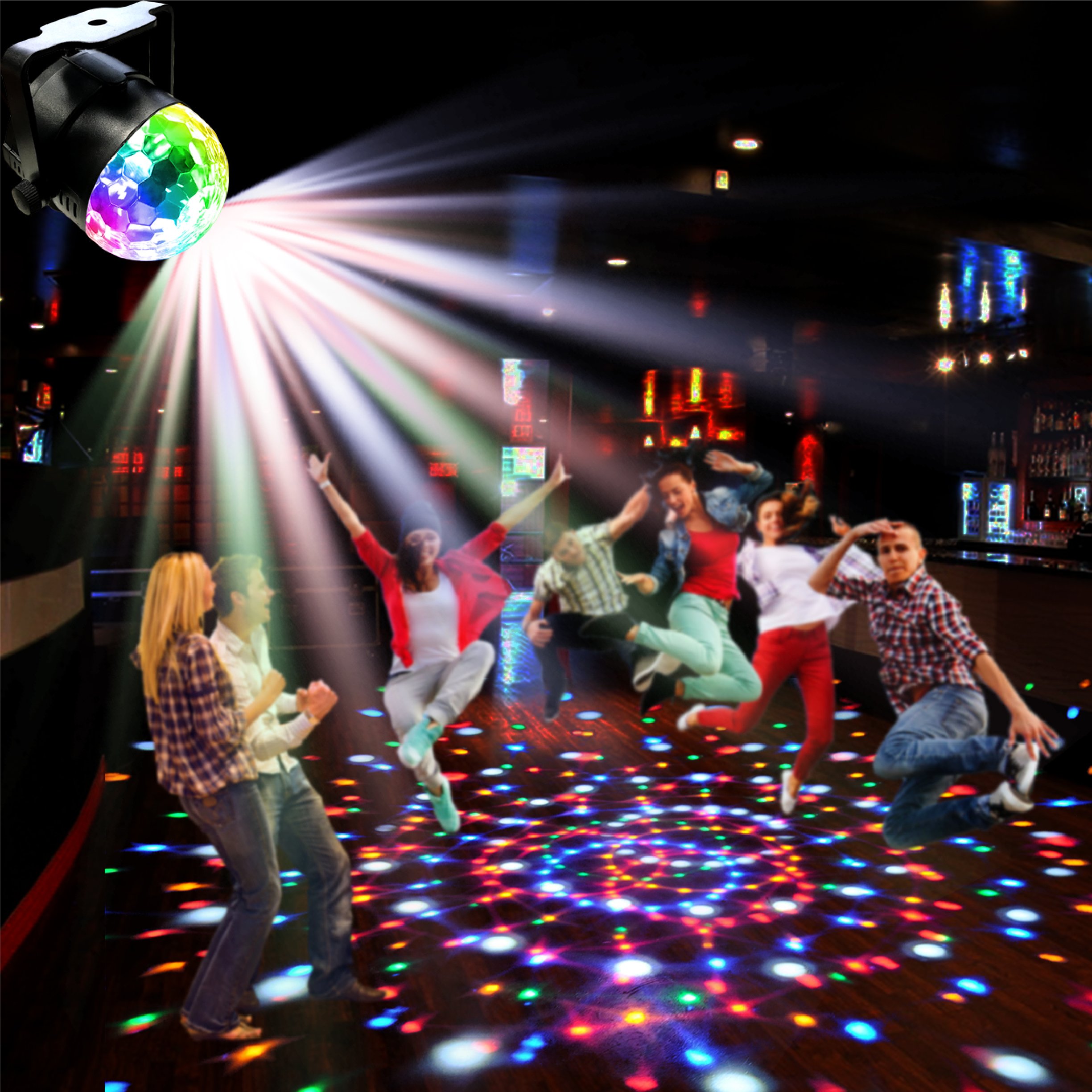 ANKO Mini LED Stage Magic Light, 7 Color Changes Sound Active RGB Mini