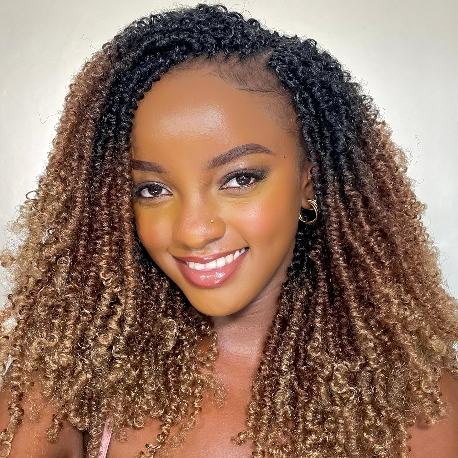 Rembo Yanky twists Premium Hand Made Yanky Twist Crochet Hair | 14 inches - Bombshell | Curly mini Spring Passion Twist | Short, Pre-Looped Crochet lightweight Braids | 5 Packs - Beige Bombshell