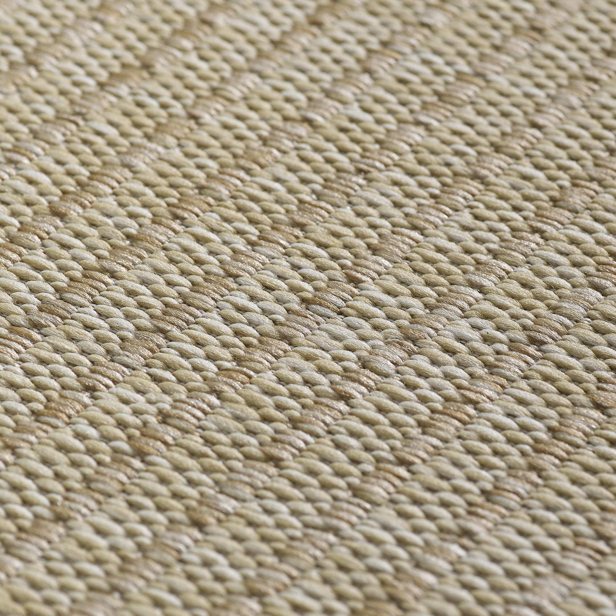 Carpetsale24 Tapis pour l'intérieur et l'extérieur - Résistant aux intempéries - 200 cm - Rond - Beige uni - Lavable - Imperméable - Facile d'entretien et tissé à plat - Idéal pour balcon, jardin