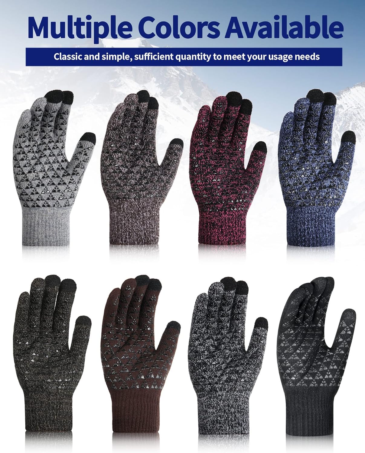 Jiuguva 16 Pairs Bulk Winter Touchscreen Gloves for Men Women Warm Knitted Unisex Texting Gloves for Adult Cold Weather - Image 4