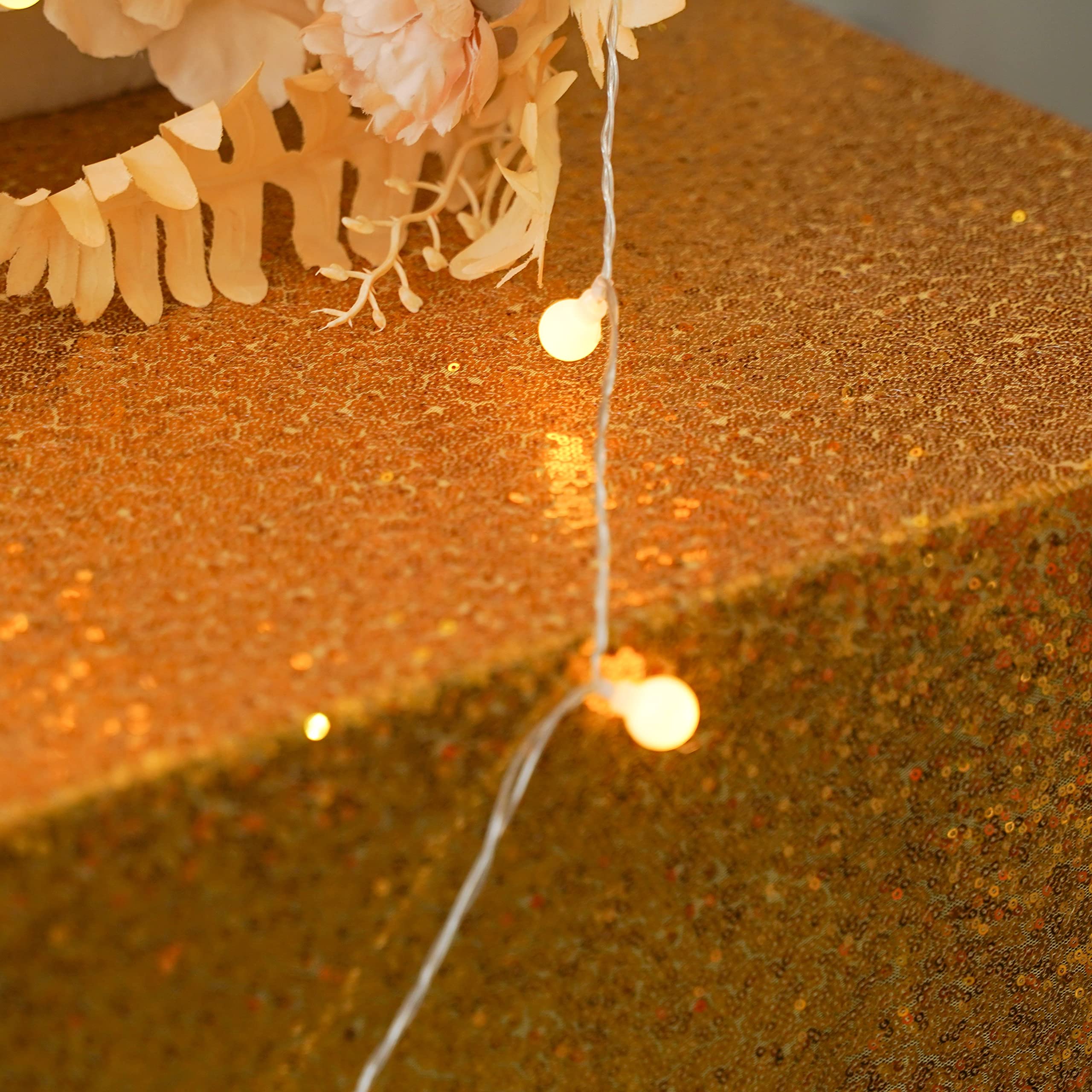 Tovaglia con paillettes dorate, 228,6 x 335,3 cm, tovaglia rettangolare con lustrini, per matrimoni, compleanni, ricevimenti, decorazioni natalizie