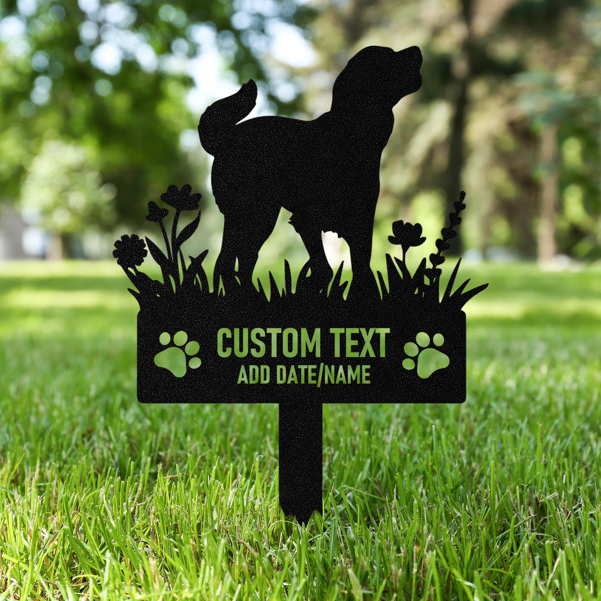 AGEUIRPOD Personalised Dog Grave Markers Pet Headstones for Dogs for Lost Dog Sympathy Gift Waterproof Dog Grave Markers Outdoor, Dog Memorial Gift, Customized Flowers Dog Memorial Burial Stake