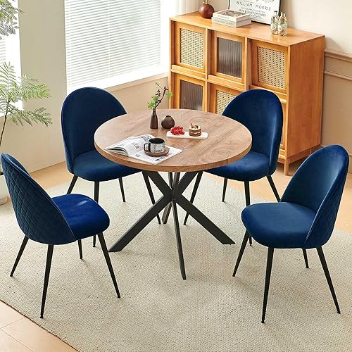 Miniatura 24 de Juego Moderno de Mesa de Comedor para 4, Elegante Mesa de Cocina Rectangular con Juego de Sillas, Juego Compacto de Mesa de Desayuno y Cena