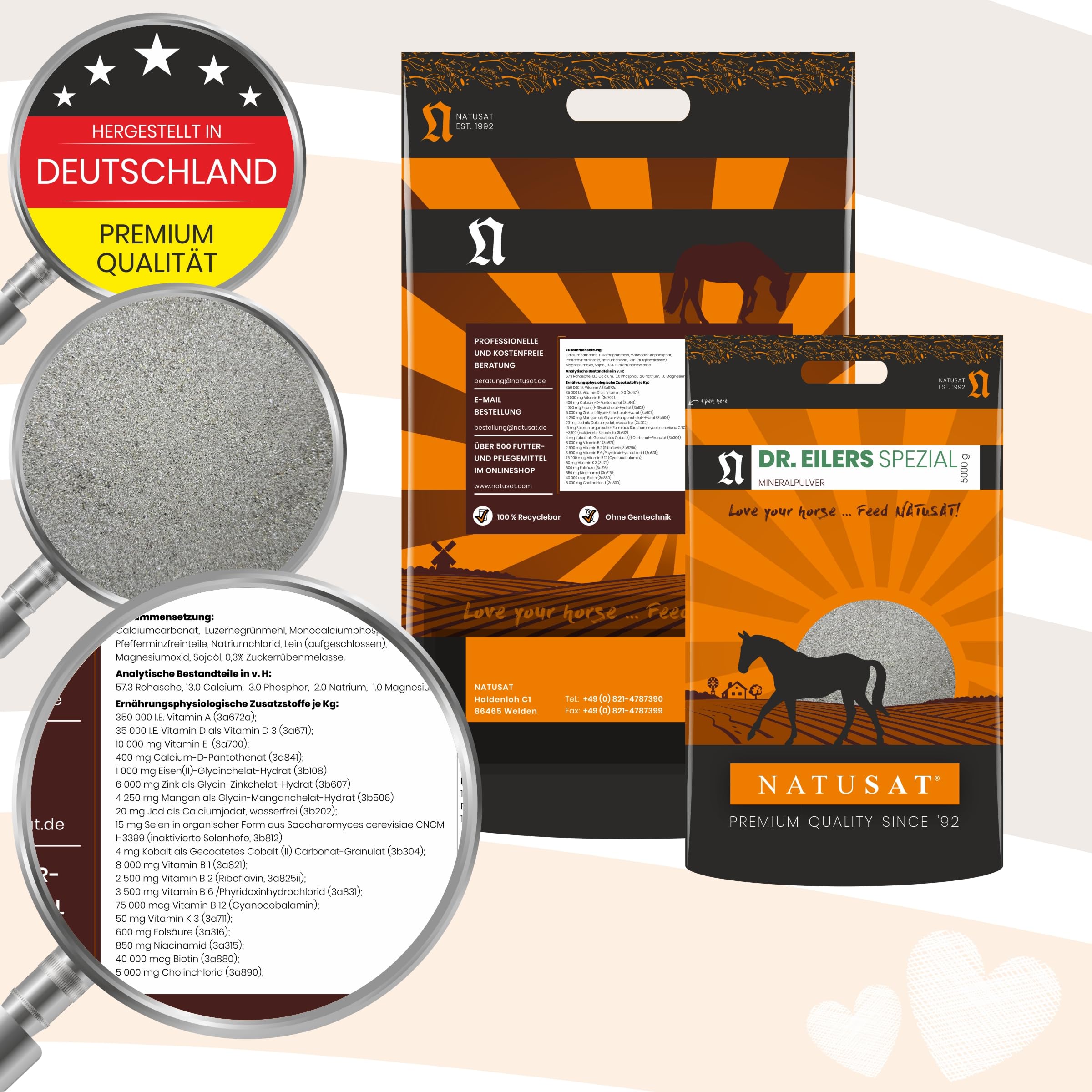 Natusat Dr. Eilers - Polvere speciale – KPU, PSSM cavalli, metabolismo, cibo per cavalli, cibo minerale, 5 kg