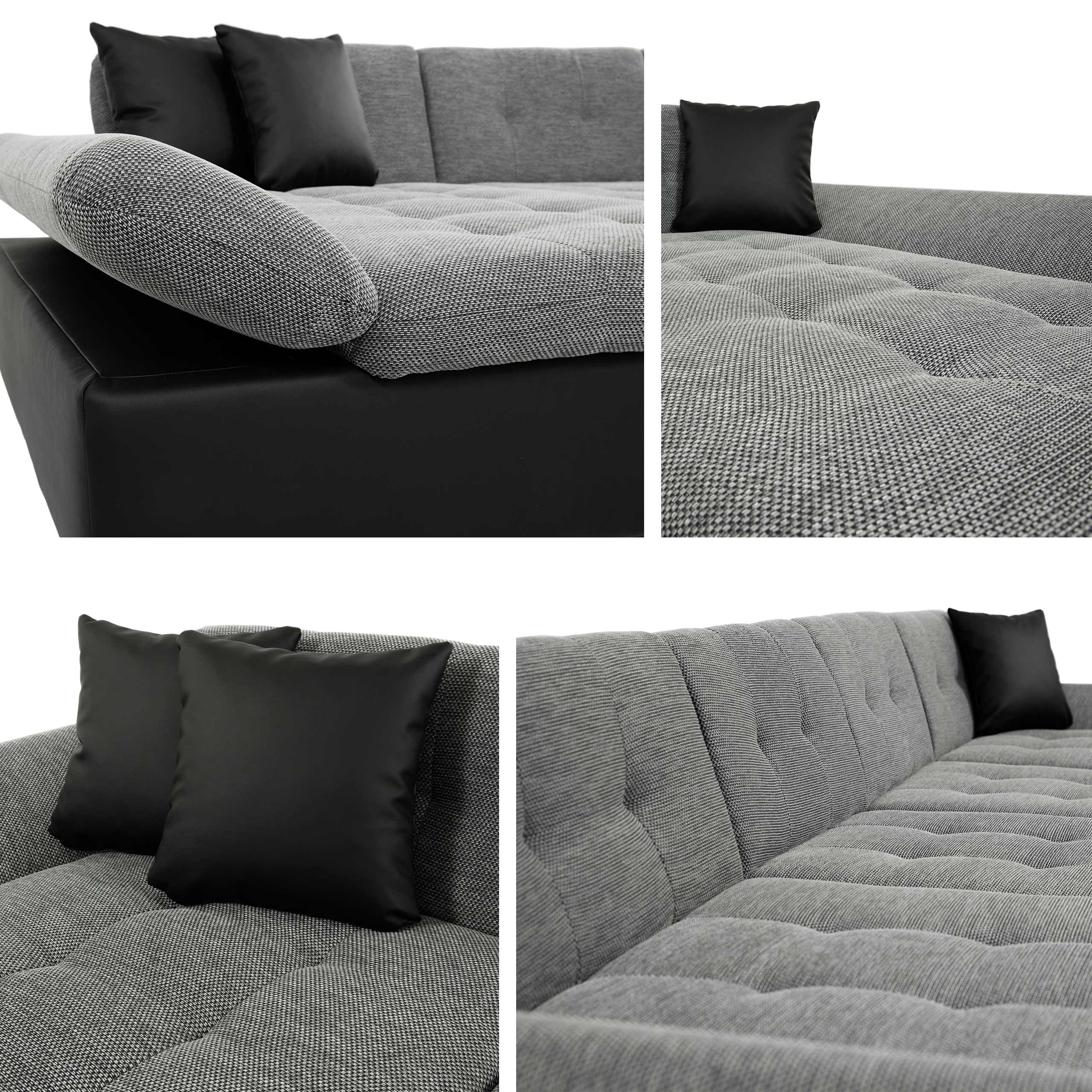 Mirjan24 Divano angolare Alia con braccioli regolabili, 2 cassette da letto e funzione sleep, divano ad angolo a forma di U dal produttore, divano e paesaggio residenziale (Flow 12)