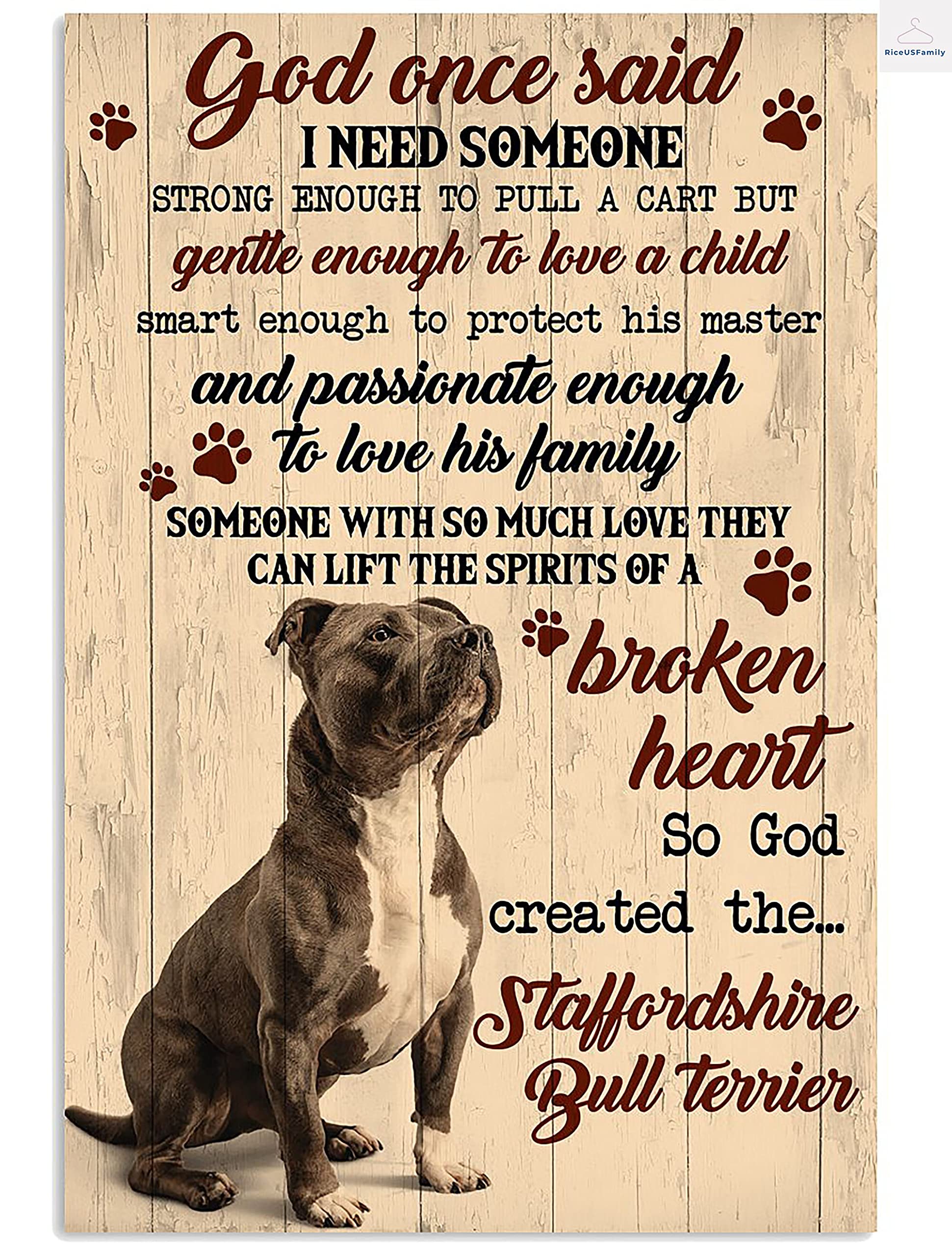 Bioprocess Tinsignc4624 Staffordshire Bull Terrier Owner Staffordshire Bull Terrier Metal Sign Decor Wall Art Poster 8X12 Inch