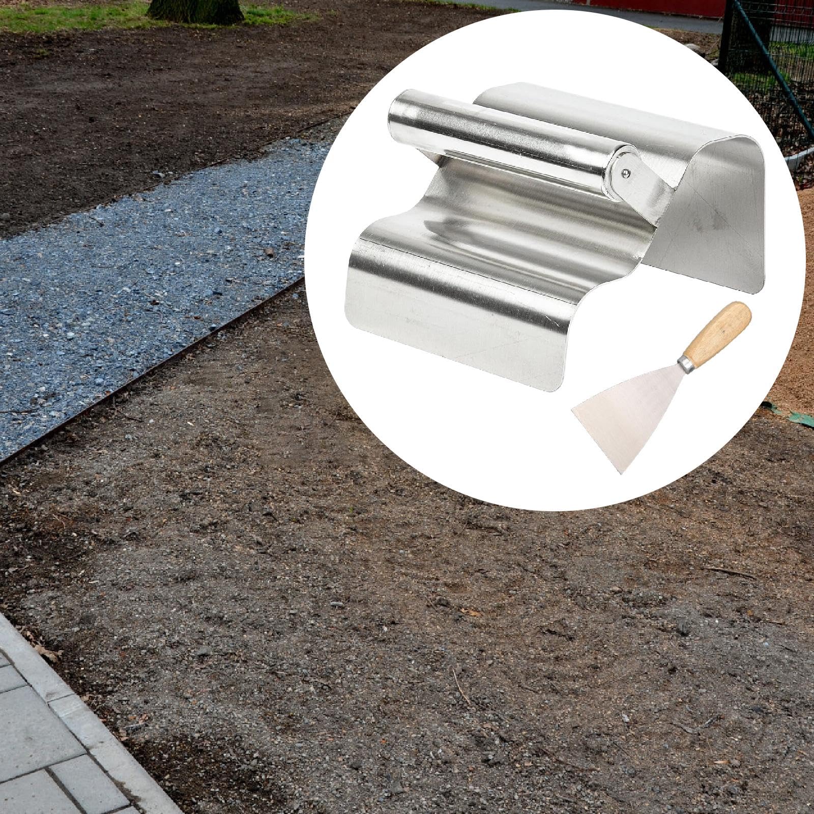Fenteer Paleta para Bordillos de Paisajismo, Herramienta Portátil Ideal para Trabajos con Cemento Y Masilla, Onda de Plata