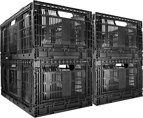 JEZERO Caja de almacenamiento profesional apilable y plegable: cestas de almacenamiento de utilidad de pared rallada para almacenamiento y