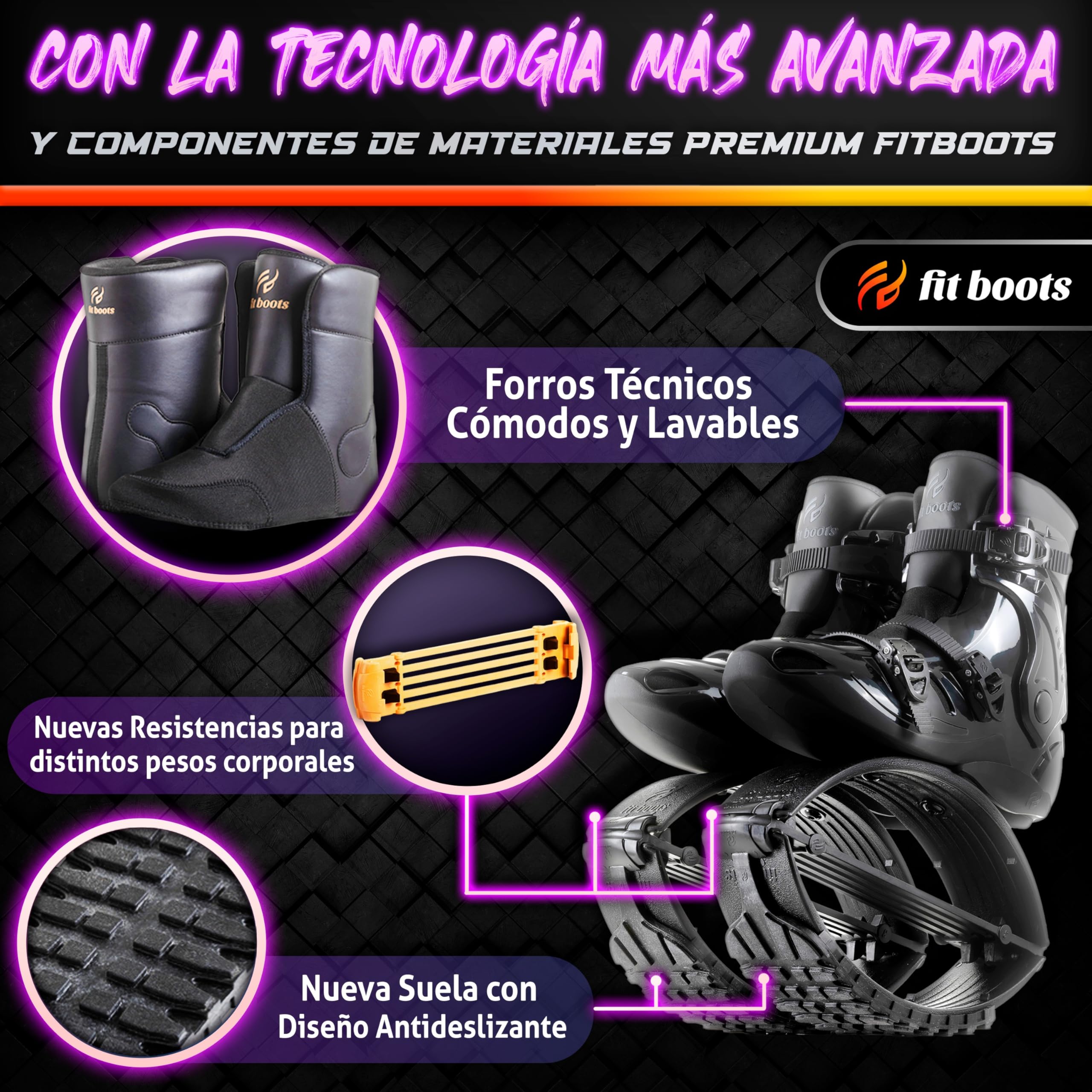 FIT BOOTS - Botas de Rebote de Nueva Generación, Originales Botas de Saltar de la Comunidad Internacional de Entrenamiento FitBoots Que Revolucionan tu Fitness, Zapatos Jump Boots
