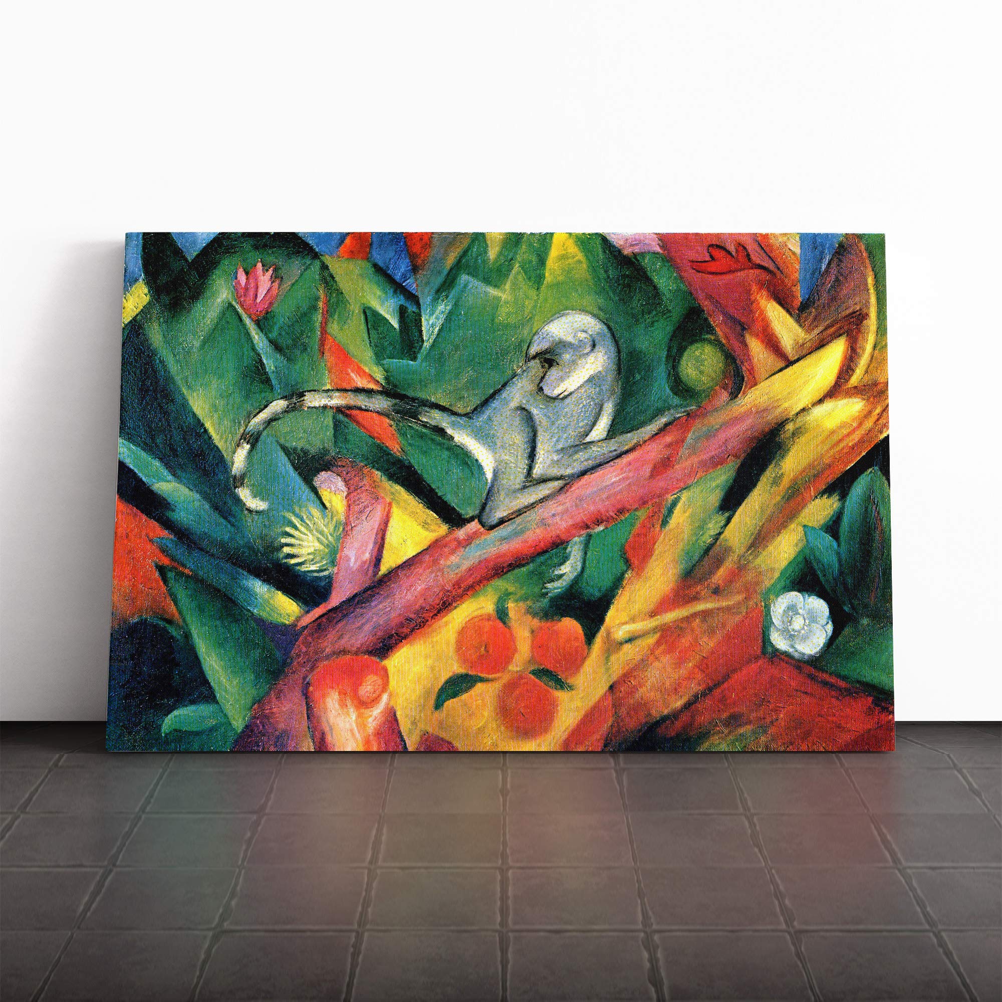 Franz Marc Monkey Canvas Print | Gallery Wrapped 30mm Frame Wall Art | 24x16 inches | Ready to Hang | Modern Animals Picture | Living Room Bedroom Lounge Office