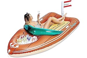 JOYIN Giant Inflatable Boat Pool Float with Reinforced Cooler