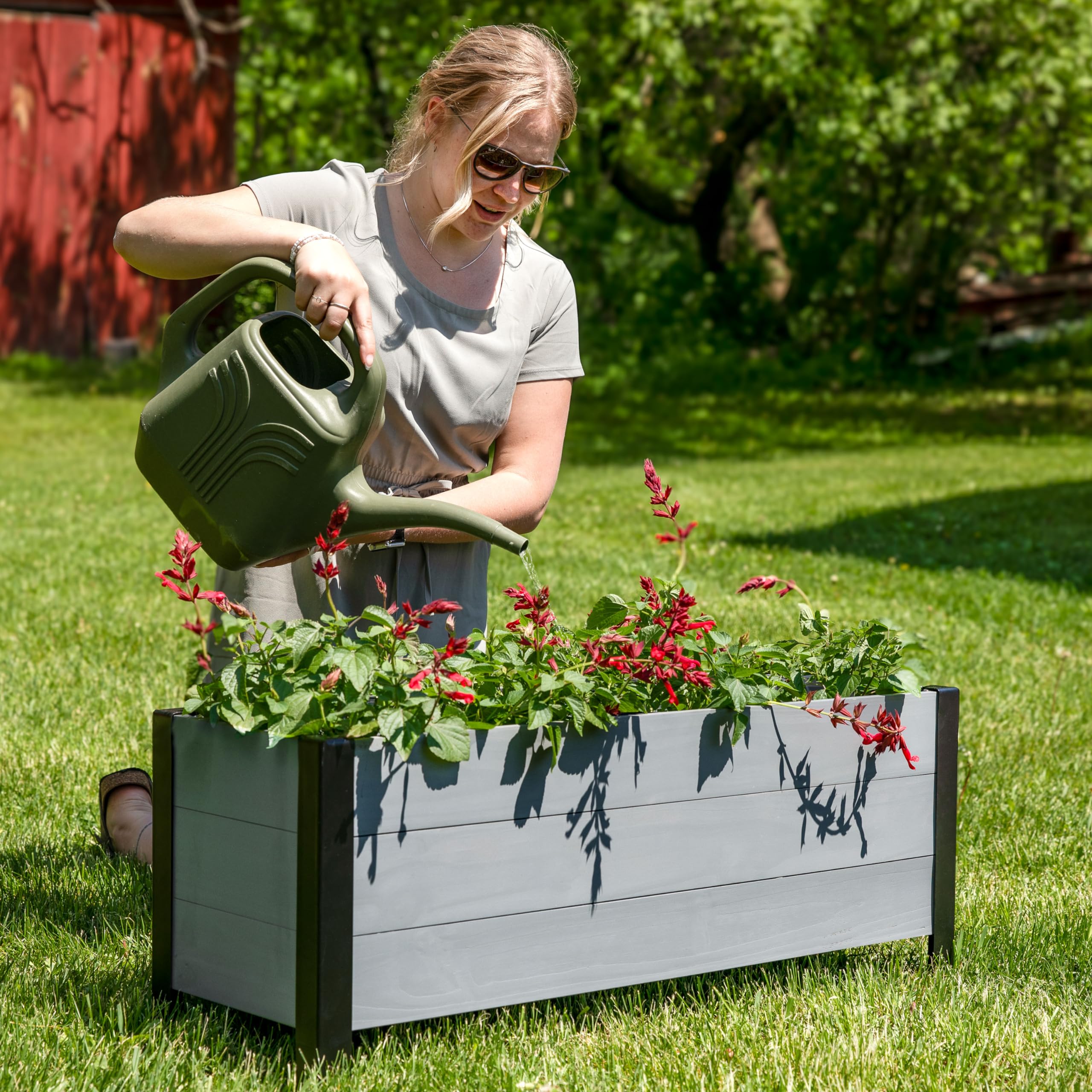 Amazon.com: Sunnydaze Acacia Wood Rectangular Planter Box - 14.75
