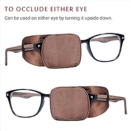 Astropic 2Pcs Silk Eye Patches for Adults Kids Glasses to Cover Either Eye (Medium, Brown)