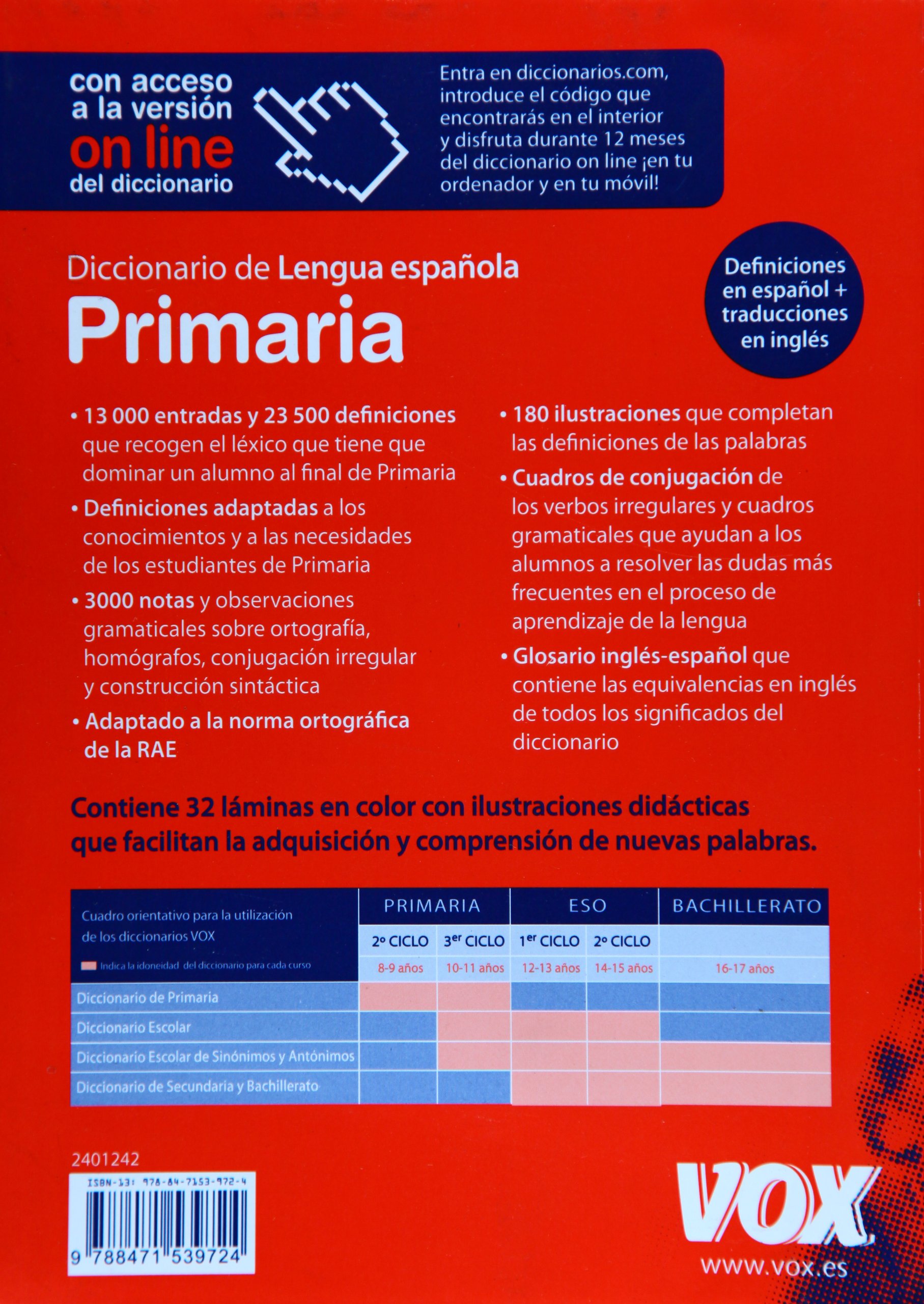 Diccionario de Primaria (Vox - Lengua Española - Diccionarios Escolares) - 9788471539724