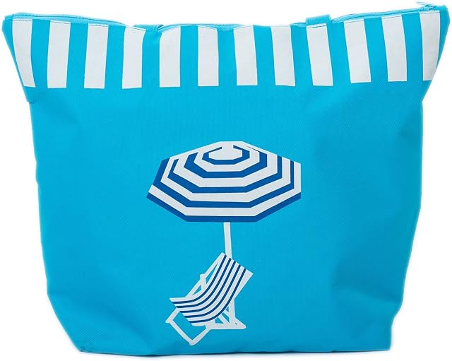 AIREE FAIREE Beach Bag Womens Canvas Summer Tote Zip Closure 50 x38 CMS Shoulder Bags Shopper for Girls ladies features deckchair and parasol