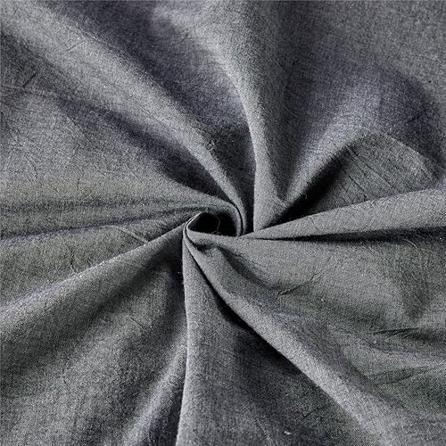 Miniatura 4 de JELLYMONI - Juego de funda de edredón 100 % algodón lavado, color negro, 3 piezas suaves con cierre de botones, funda de edredón con diseño de color