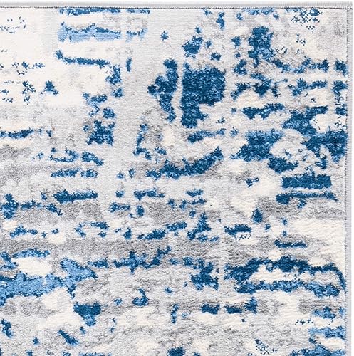 Miniatura 9 de SAFAVIEH Jasper Collection - Alfombra de 8 x 10 pies, marfil y azul, diseño abstracto moderno, no desprende pelusa y de fácil cuidado, ideal para