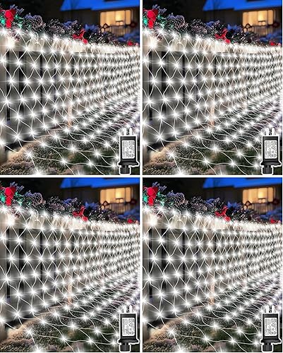 Miniatura 12 de Coroor Luces de red de Navidad de 12 x 5 pies, 360 luces LED con 8 modos, conectables, temporizador, malla impermeable para arbustos al aire libre