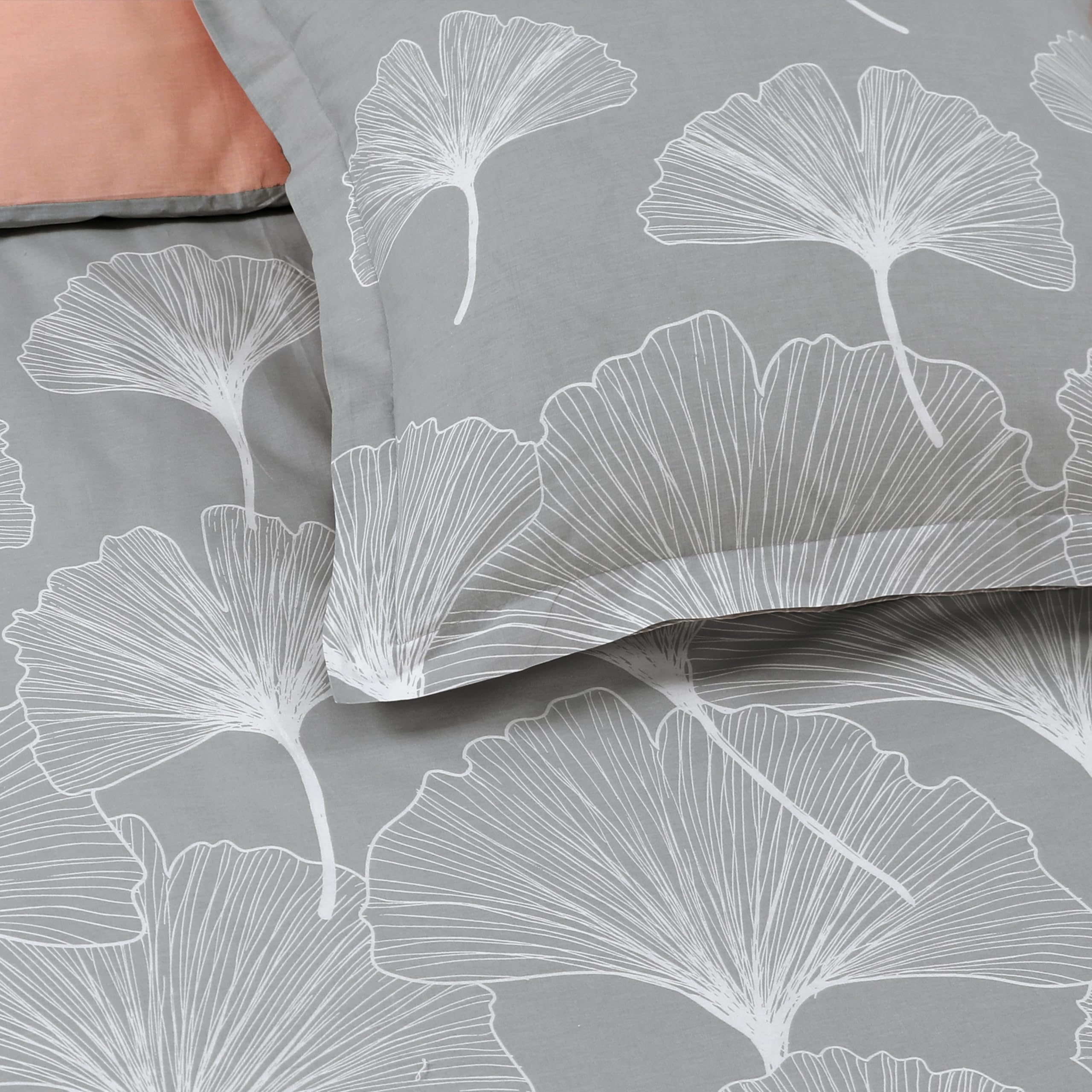 VISION - Set copripiumino reversibile Ginko Grigio – Set copripiumino 140 x 200 cm con 1 federa per cuscino per letto singolo – 100% cotone …