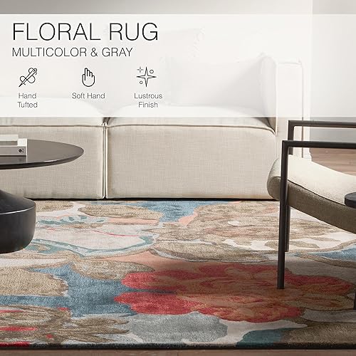Miniatura 9 de Jaipur Living Petal Pusher - Alfombra de área hecha a mano con estampado floral multicolor y gris (9 x 12 pies)