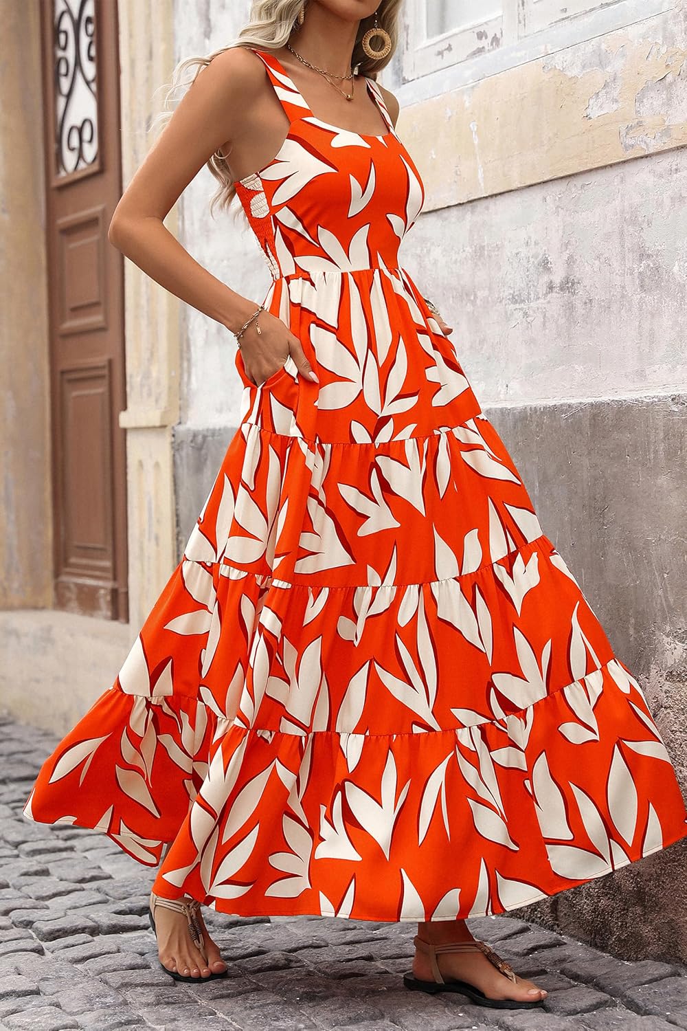 PRETTYGARDEN Women's 2026 Summer Floral Maxi Dress Sleeveless Smocked Ruffle Long Flowy Beach Vacation Boho Sundresses - Image 9