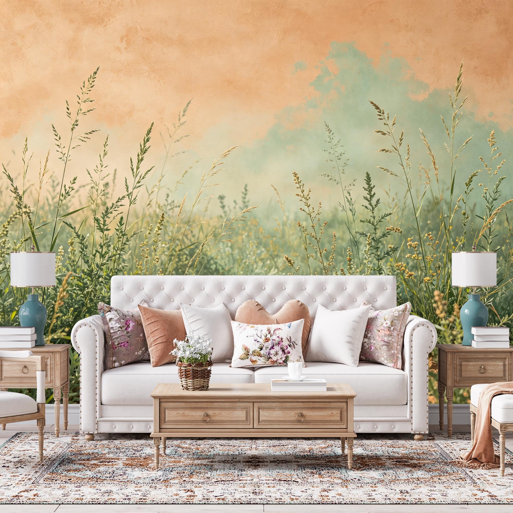 Papier peint autocollant herbe sauvage vinyle mural lavable