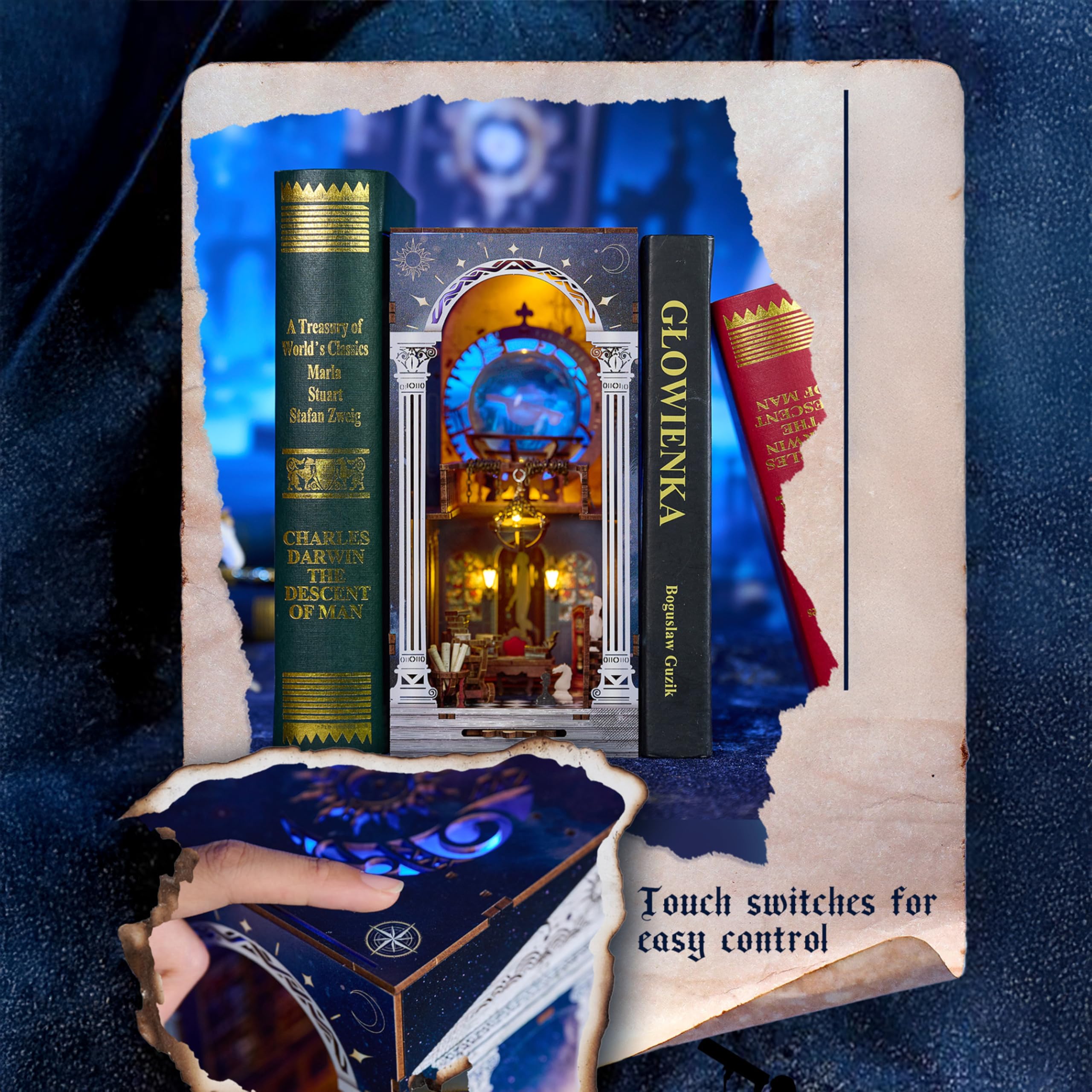 Crafts&Co® Book Nook Miniatur Bastelset | DIY Papiermodell | Detailliertes Bastelprojekt für Anfänger | Bastelspaß für Jung und Alt | Galaxy