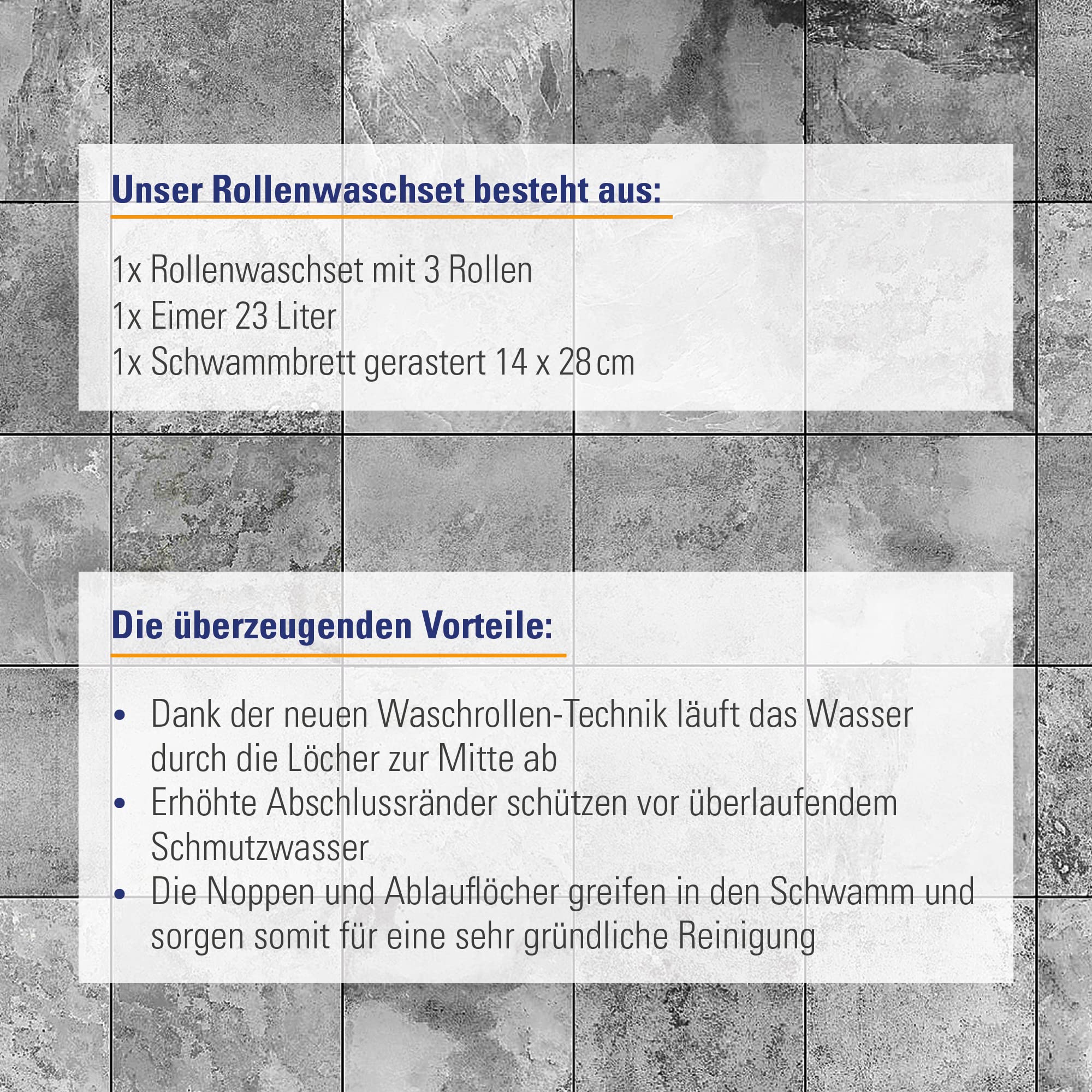 Karl Dahm® Rollenwaschset Spezial mit 23 Liter Eimer mit 3 Rollen Aufsatz inkl. Schwammbrett gerastert I Schwarz-Rotes Waschset für Fliesenleger I Fliesen- Wascheimer I Fliesen-Wasch-Set Profi – 11986