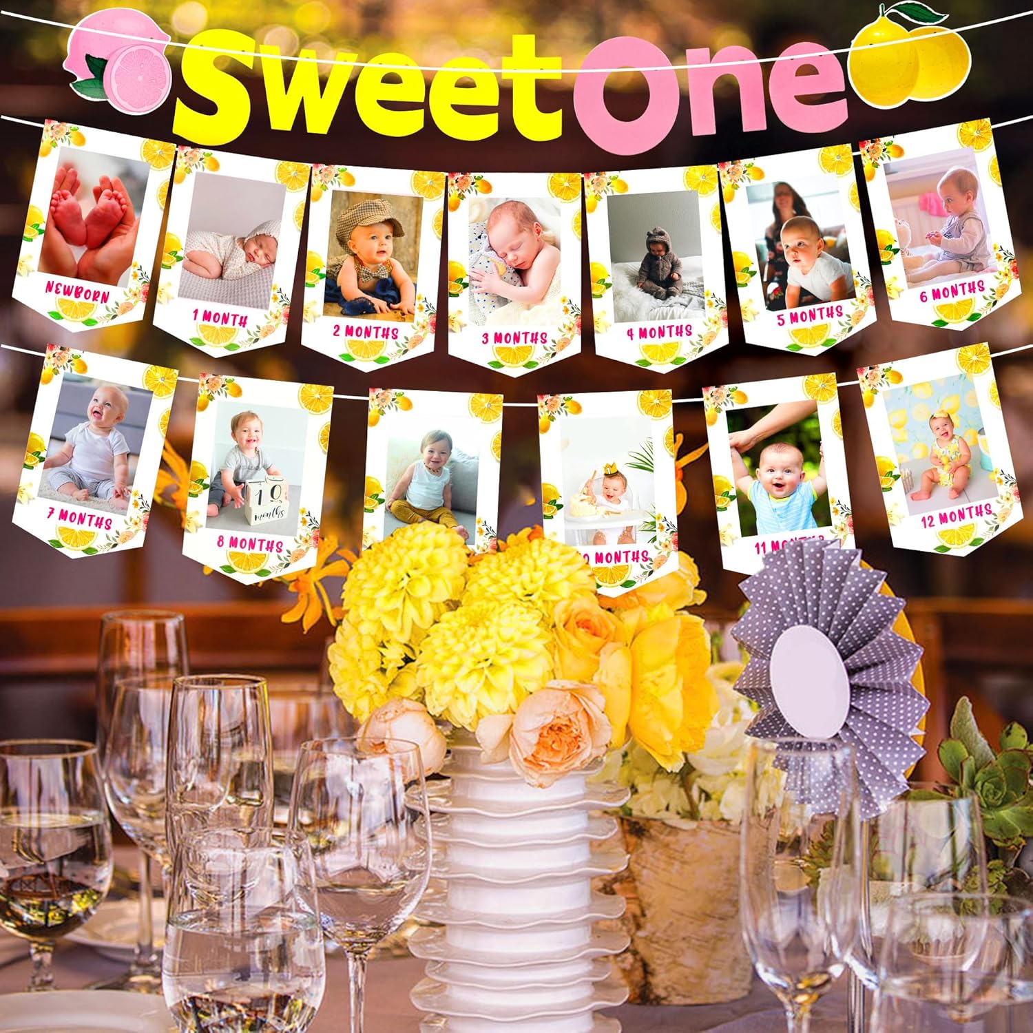 LaVenty Lemon Sweet One First Birthday Decoration Summer Fruit 1st Birthday Banner - Image 3