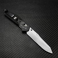 Vista 7 de EDC Folding Pocket Knife For Men, Satin Plain Edge Reverse Tanto Blade, Black Grivory Fiberglass Super Lightweight Handle With Belt Clip, Everyday