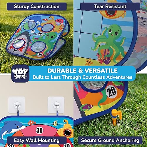 Miniatura 4 de TOY Life Juguetes al aire libre para niños de 4 a 8 años, lanzamiento de bolsas de frijoles, juegos de patio exterior para niños, Cornhole, juegos