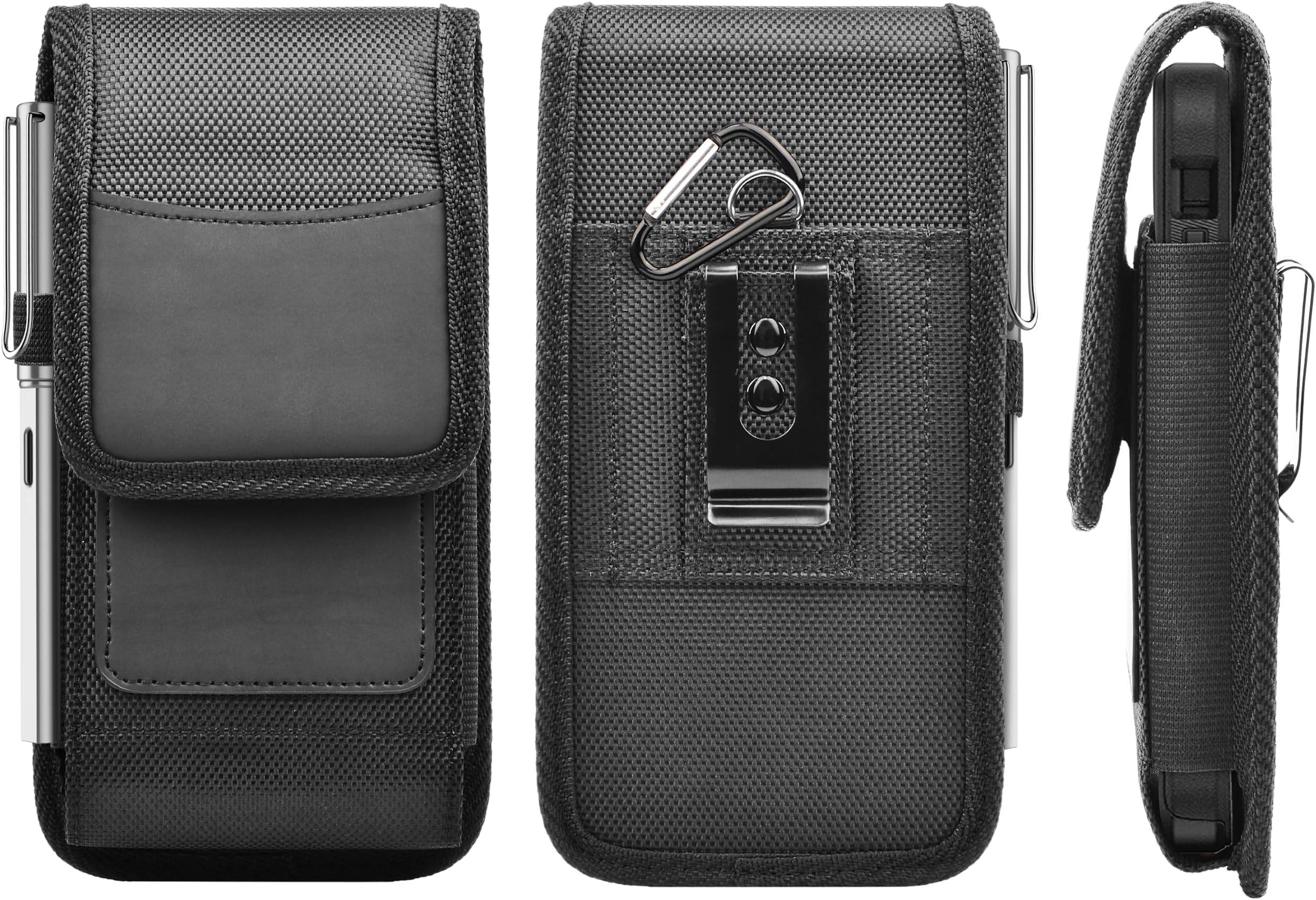 Cell Phone Pouch Nylon Belt Holster Case Compatible for iPhone 16/15/14/13/12/11 Pro Max Phone Holster Wallet Case with Belt Clip