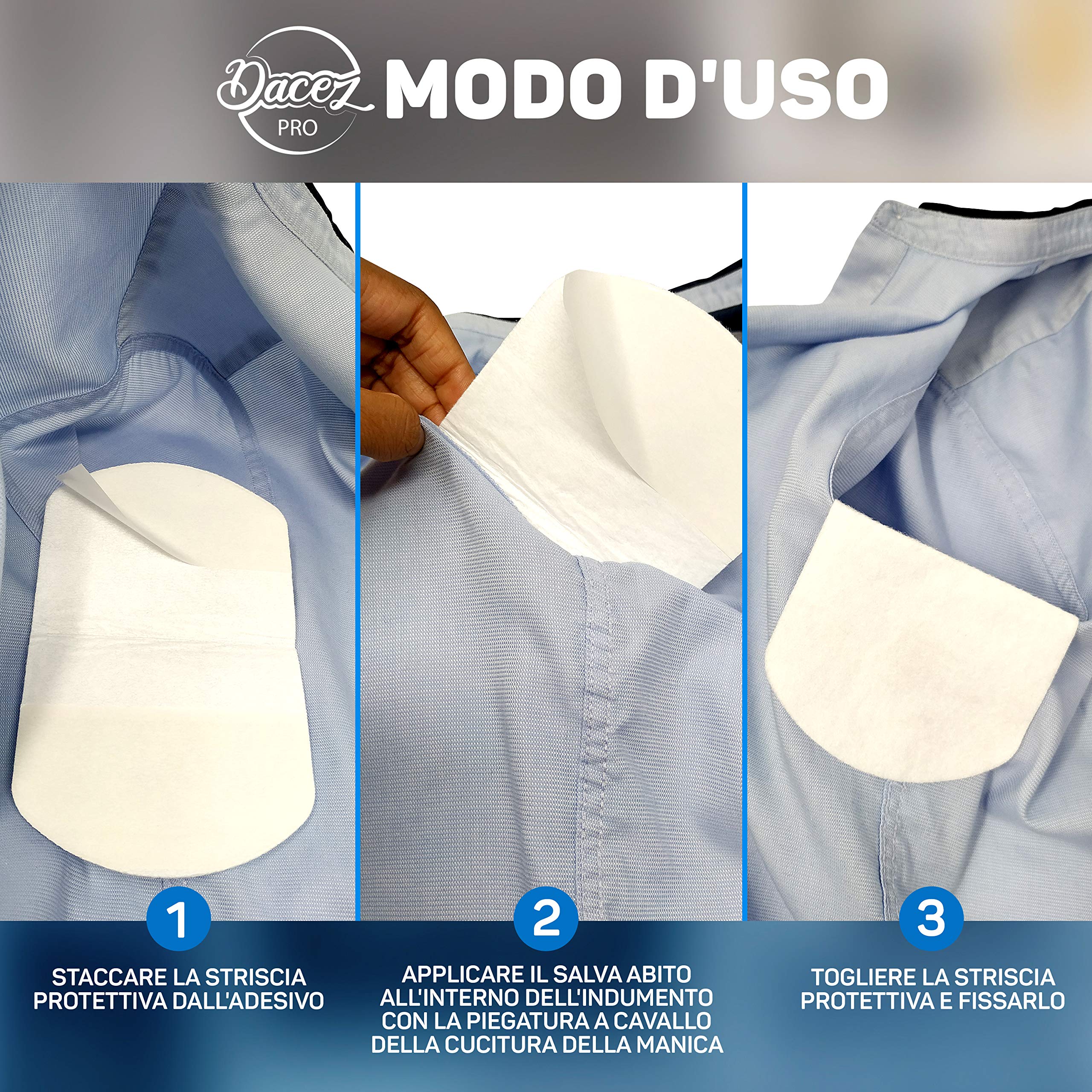 DacezPRO® Sobaqueras Sudor Hombre Mujer 100% Producto Italiano Unisex Antitranspirante Axilas Almohadillas Axilares Desodorante Viaje Anti Sudor Axilas Hiperhidrosis Compresas Sudor (40 unidades)