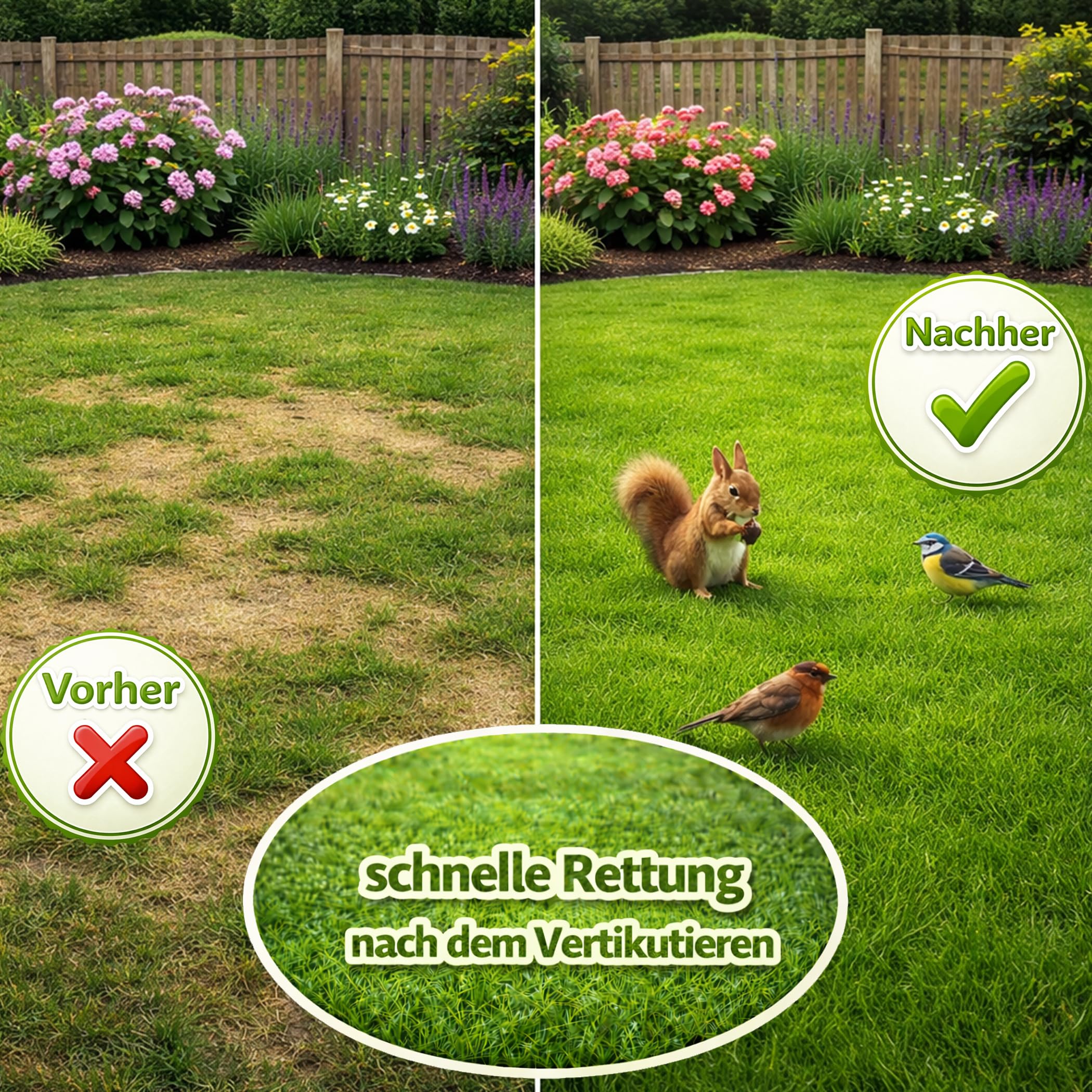 samore - "Rasenretter" Vertikutiermix I Rasendünger, Rasensamen & Bodenaktivator I 3in1 Rasenreparaturmischung I Rasendünger Frühjahr mit Grassamen gegen kahle Stellen I Nachsaat (4 Kg für 140 m²)