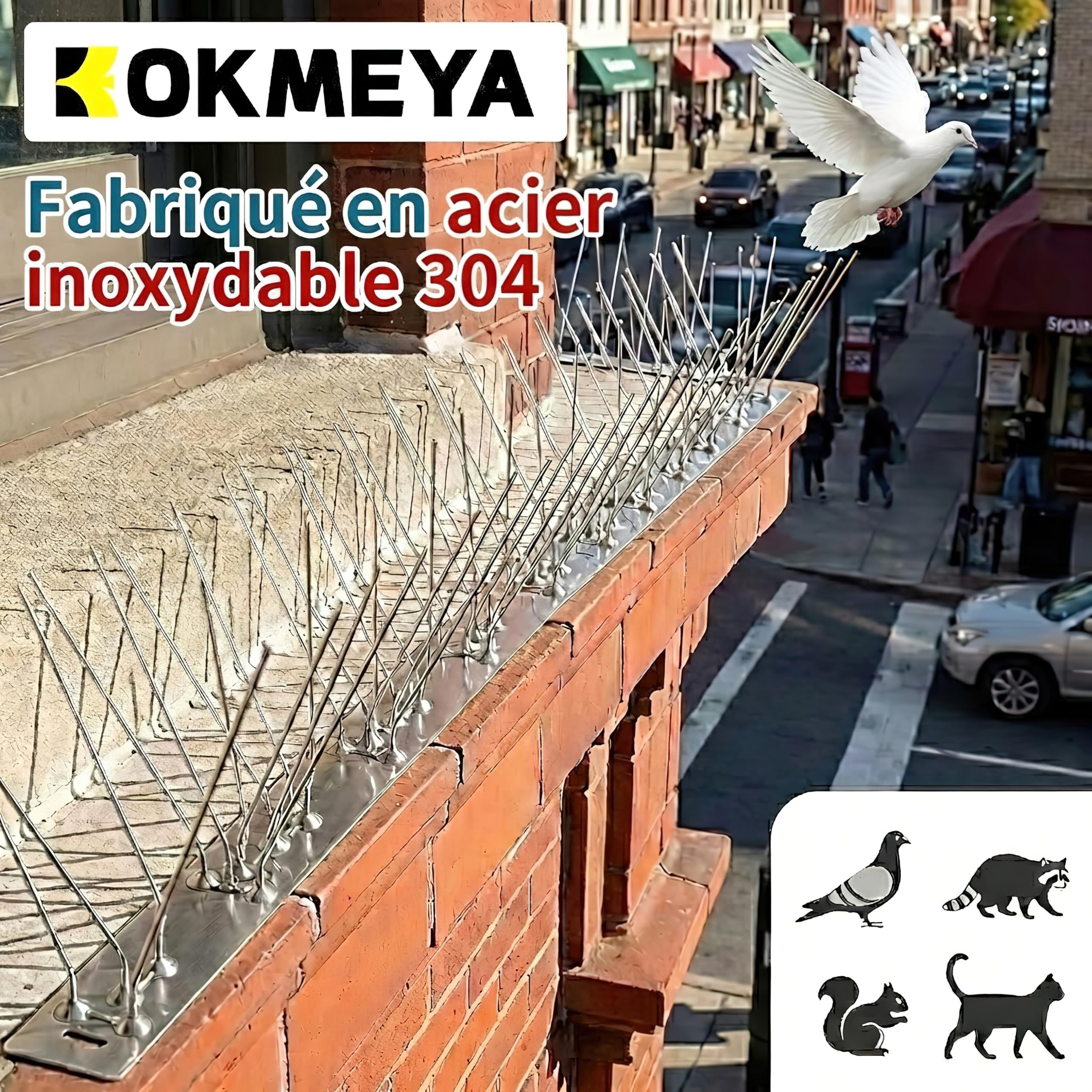 Anti Pigeon INOX 304 Kit Répulsif Oiseaux 1m 4 Pcs 25cm 8 Vis 8 Colliers