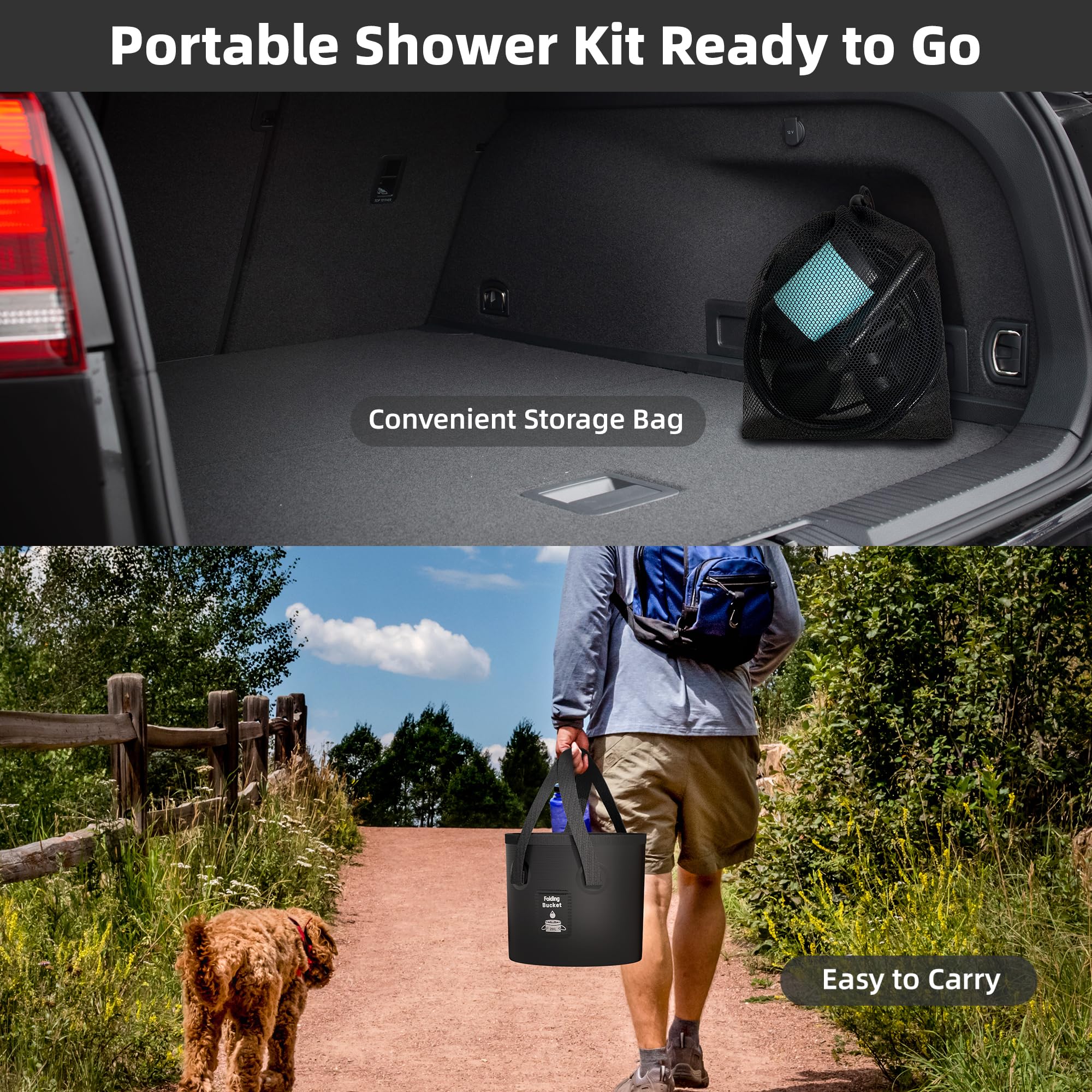 Mytrix Upgraded Portable Camping Shower Set Completo