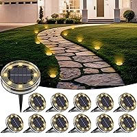 LOTMOS 12 Pezzi Luci Solari da Giardino Sepolta, 8 LED Faretti Solari a Led da Esterno IP68 Impermeabile
