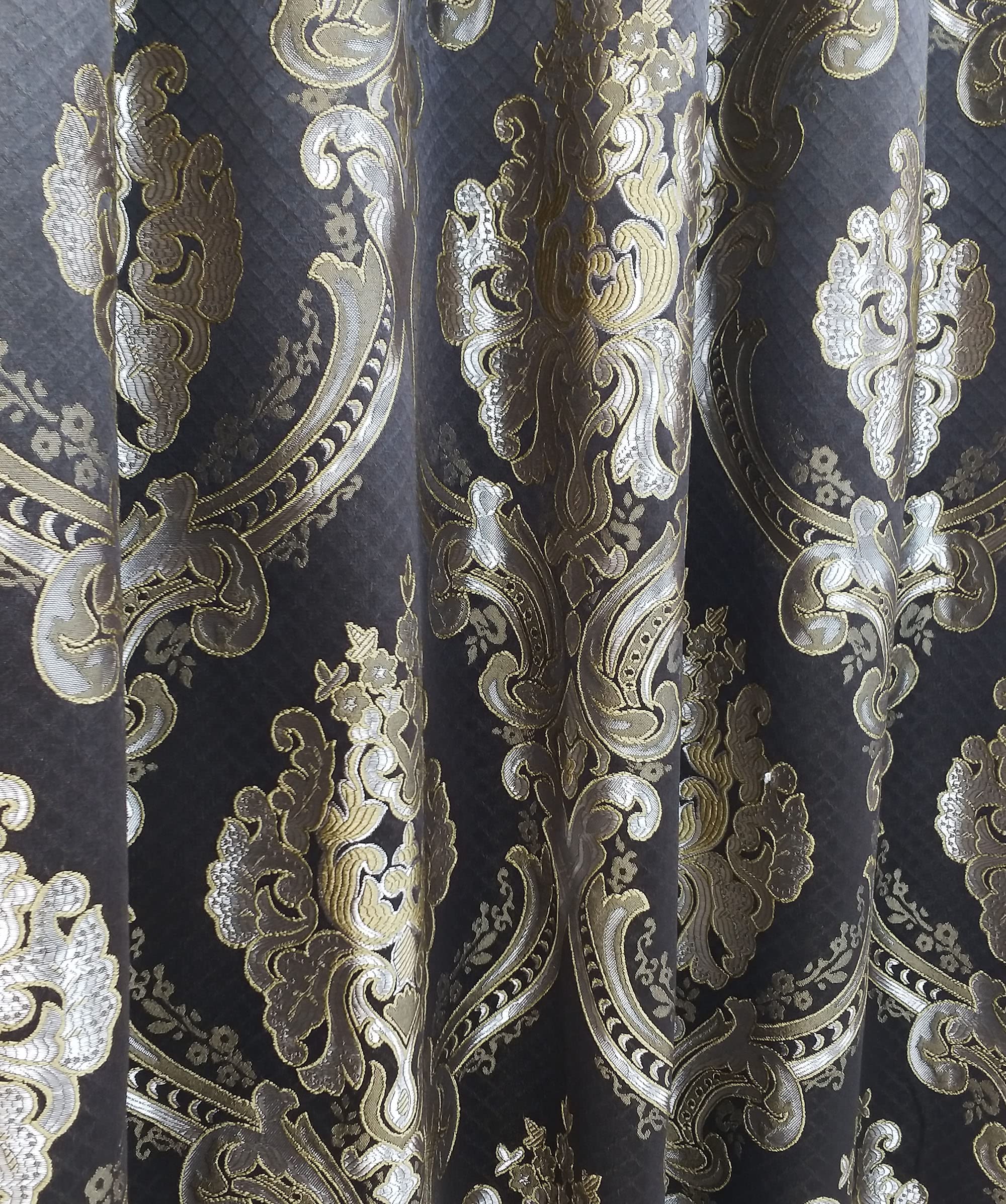 2 Rideaux En Voile Jacquard GOHD - 137x213cm, Cantonnière Incluse - Café - Double Couche