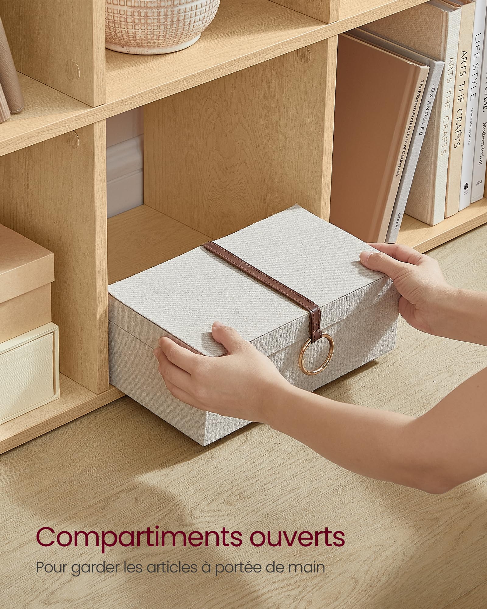 VASAGLE Custos Collection - Bibliothèque à 10 Compartiments, Étagère avec Casiers Ouverts, Meuble de Rangement, Salon, Chambre, Bureau, Beige Chêne LBC010Y01V1