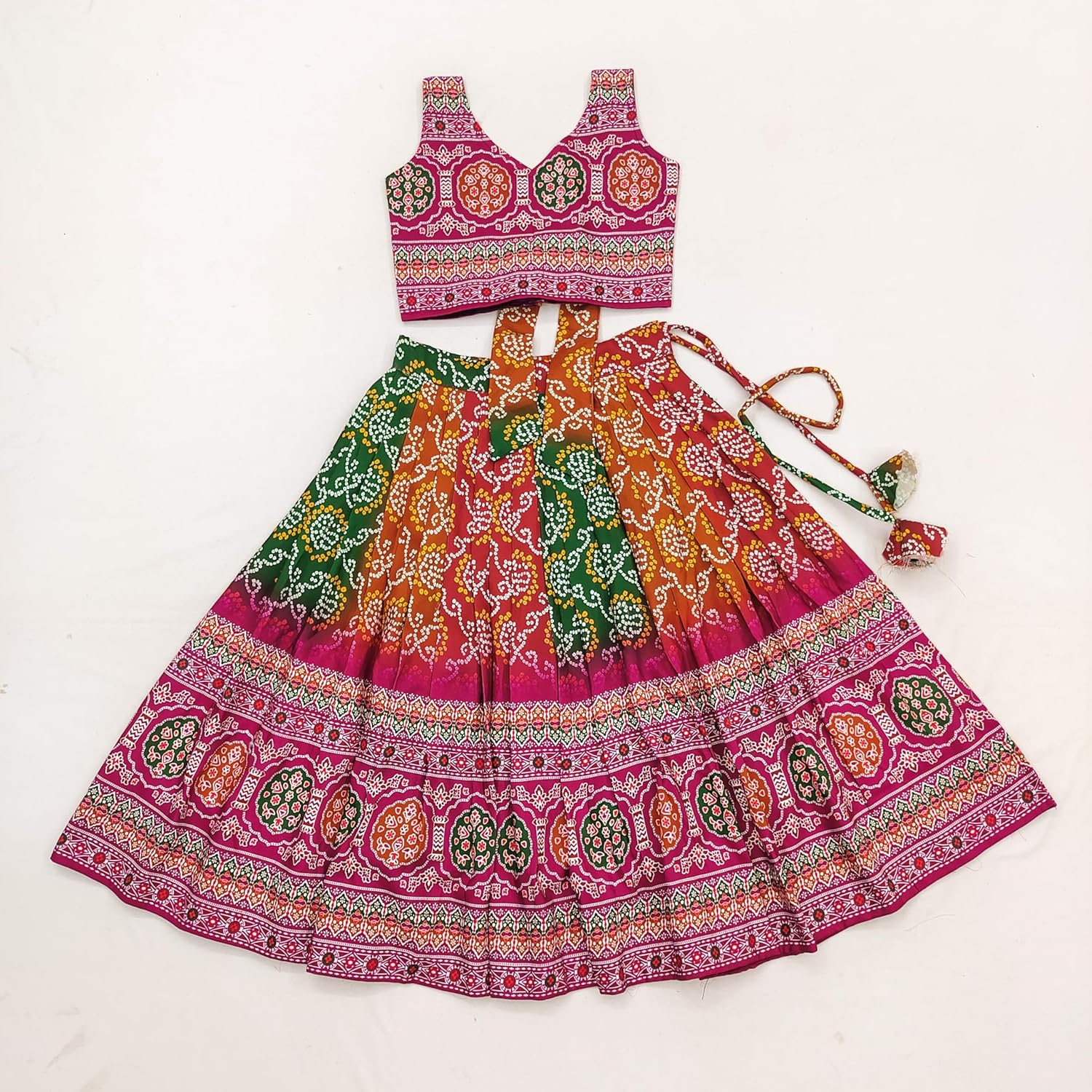 INTEGRITY Girl's Rayon Fancy Bandhni Style Lehenga Choli For 2 To 8 Year Kids Girl | Readymade Girls Crop Top Lehenga Set offers donot miss 2 INTEGRITY Girl's Rayon Fancy Bandhni Style Lehenga Choli For 2 To 8 Year Kids Girl | Readymade Girls Crop Top Lehenga Set offers donot miss