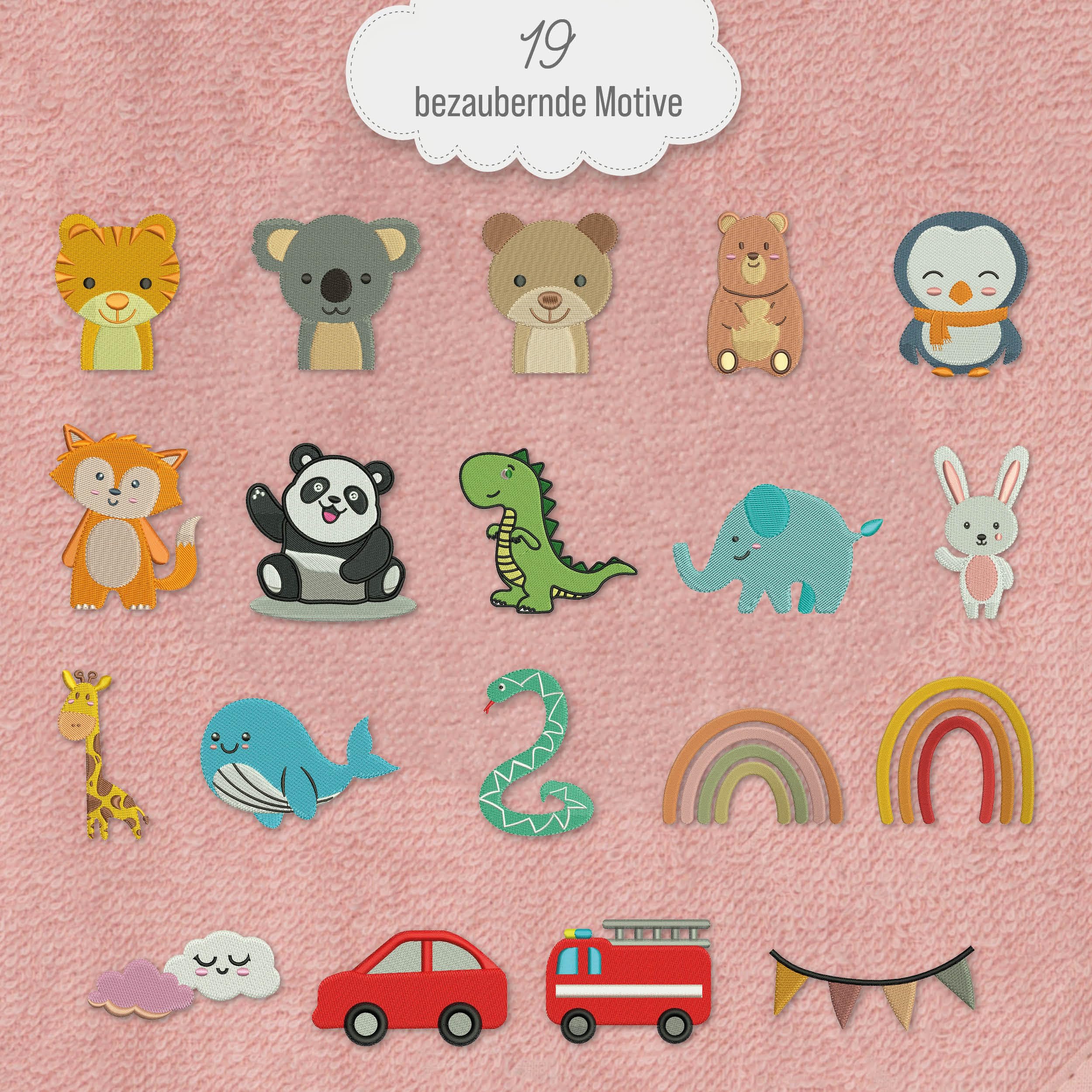Kapuzenhandtuch Baby mit Namen Bestickt, Oeko-TEX® Standard 100 - Personalisiertes Babyhandtuch mit Kapuze aus Reiner Baumwolle mit gesticktem Namen und Motiv (Rosa, 100 x 100 cm)