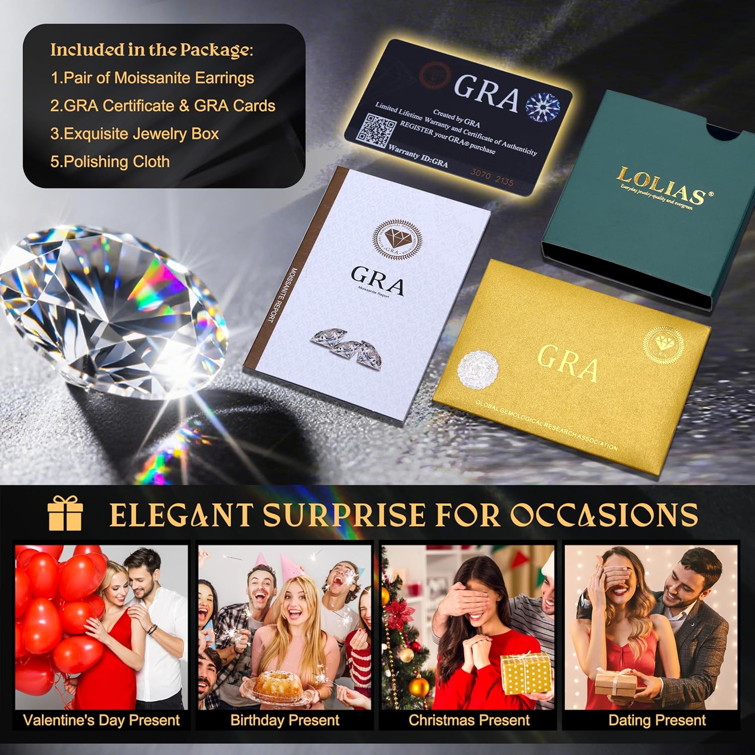 Moissanite Stud Earrings with Flat Back - 925 Sterling Silver D Color VVS1 Moissanite Earring for Women Men,14K White Gold Plated Brilliant Halo Stud Earrings Hypoallergenic Jewelry for Sensitive Ear - Image 5