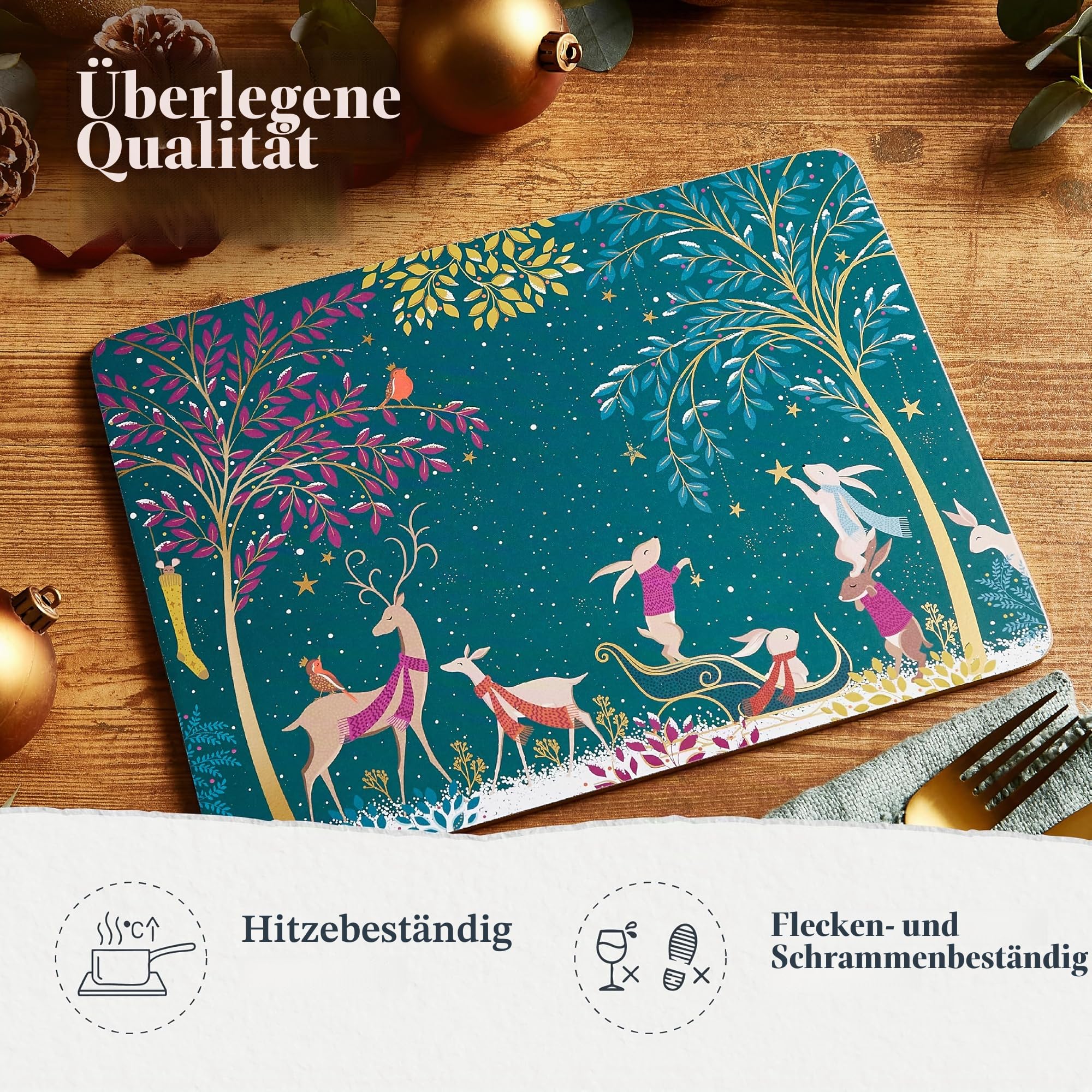 Woodland Tales Platzsets, groß, Grün, 4 Stück
