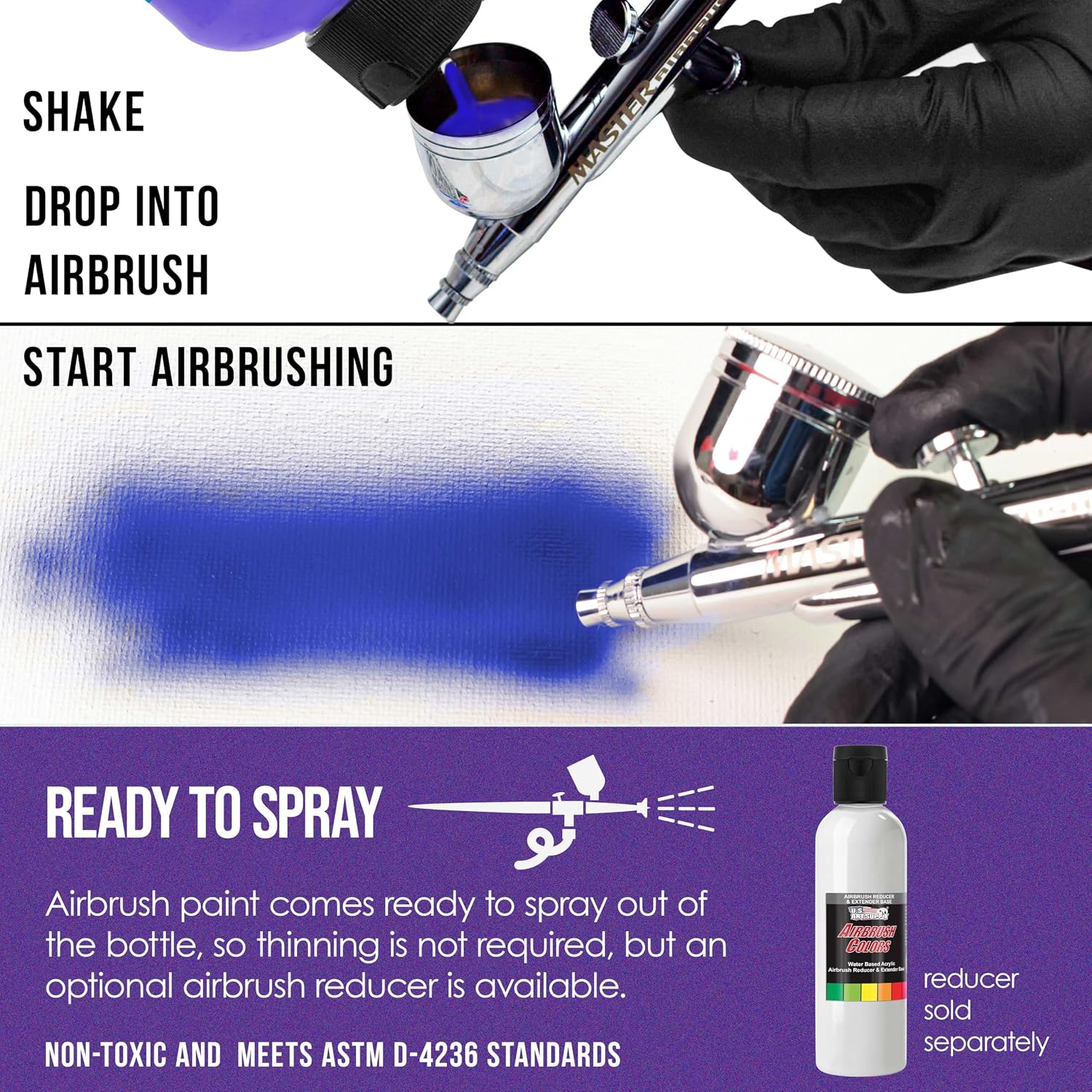 U.S. Art Supply Pearlized Purple Pearl Acrylic Special Effects Airbrush Paint - 8oz Ready to Spray Air Brush Paint for Nails, Models, Fabric - Water-Based Air Brush Painting