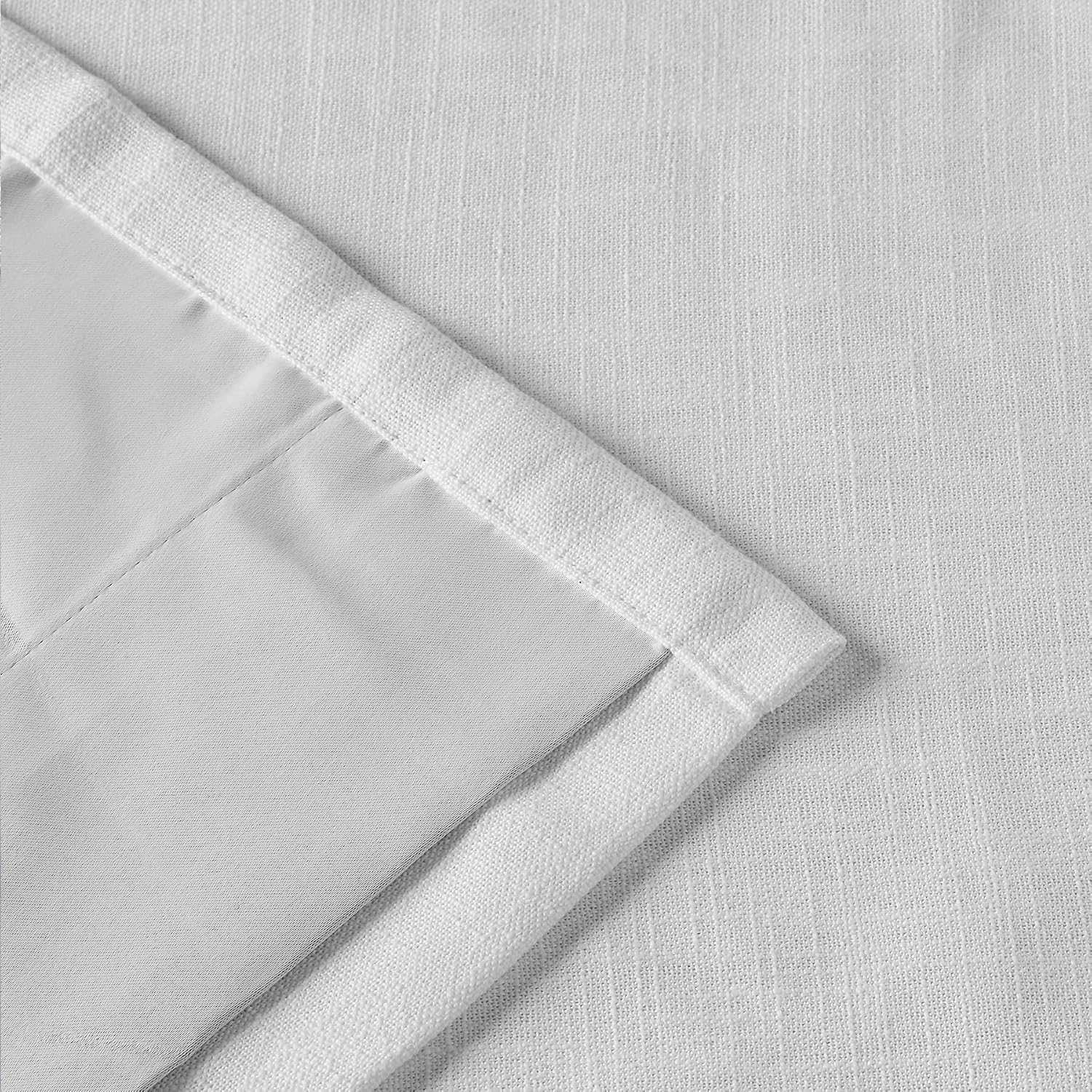 ChadMade Extra Wide Linen Curtain 100W x 84L Inches Polyester Linen Drape with Blackout Lining Pinch Pleat Curtain for Sliding Door Patio Door Bedroom, (1 Panel) Snow White Tallis Collection