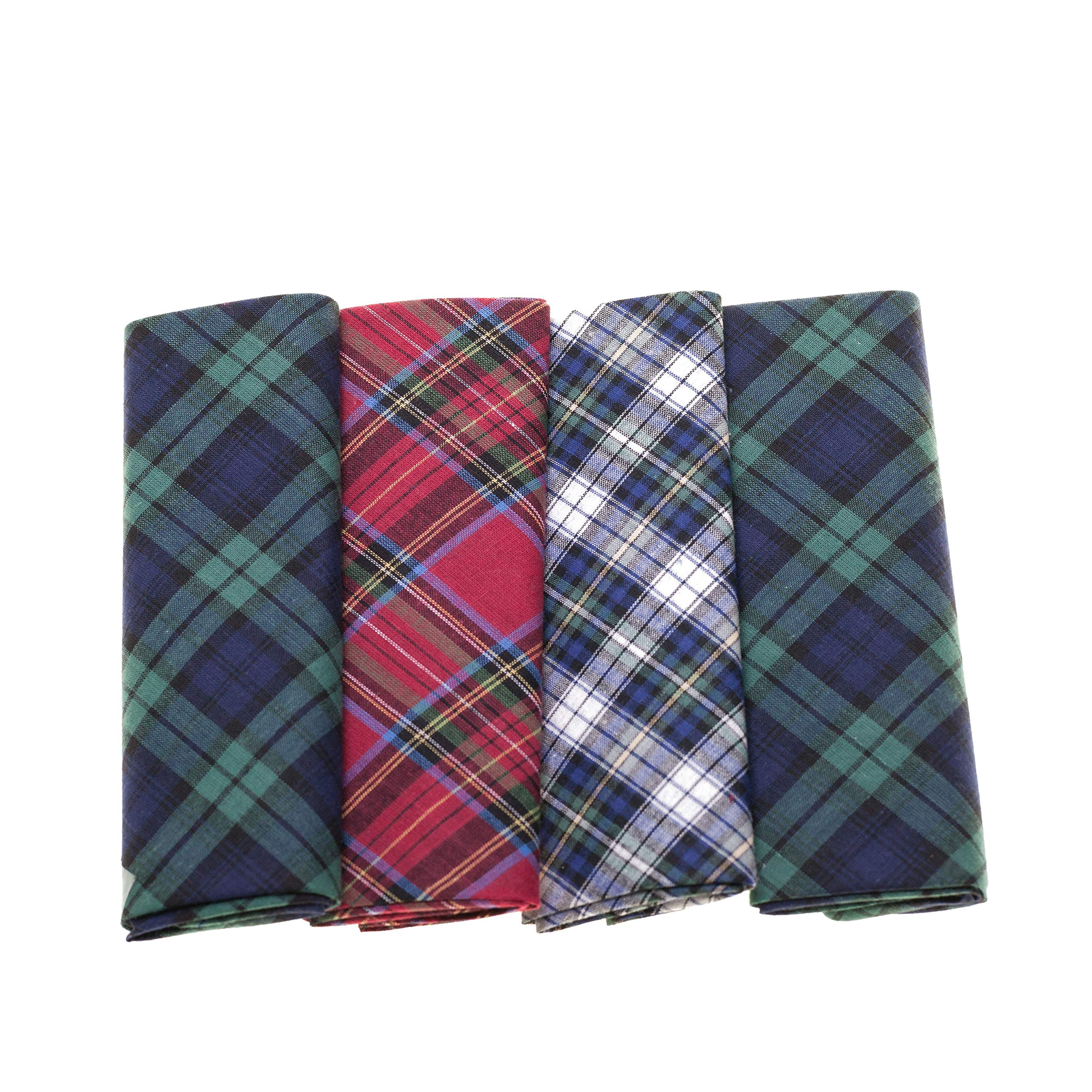 Surf the Shop 100% COTTON HANDKERCHIEFS HANKIES HANKYS MENS Quality Gift 3/4/5/6/7 Boxed NEW (4, Tartan)
