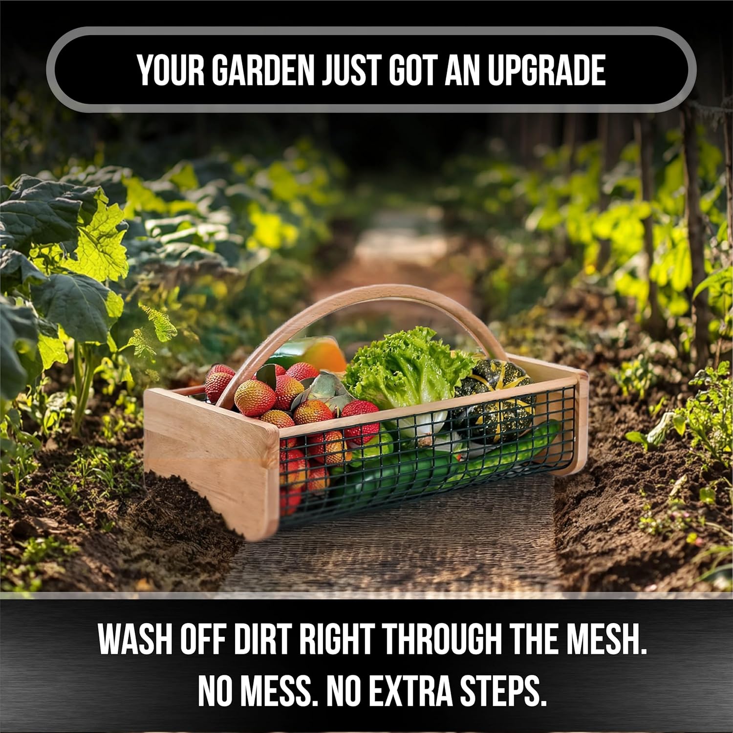 Garden Hod Harvest Basket - Durable Wooden Gardening Supply for Flowers, Vegetables, and Fruits - Handcrafted in Maine, USA – 16 x 9 Inches, 8 Quart Capacity